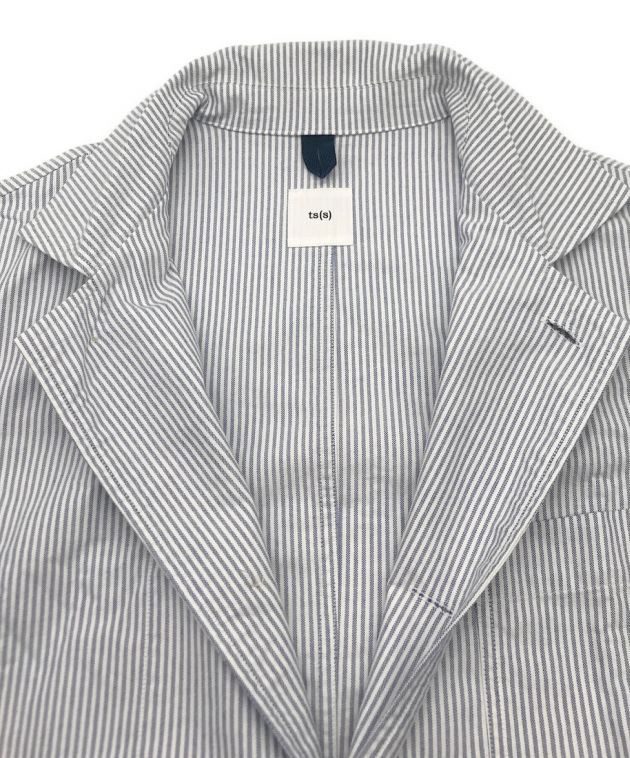 ts(s) (ティーエスエス) Stripe Oxford Cloth Shirt Coat ストライプ オックスフォード クロース シャツコート  ホワイト×ブルー サイズ:SIZE 2