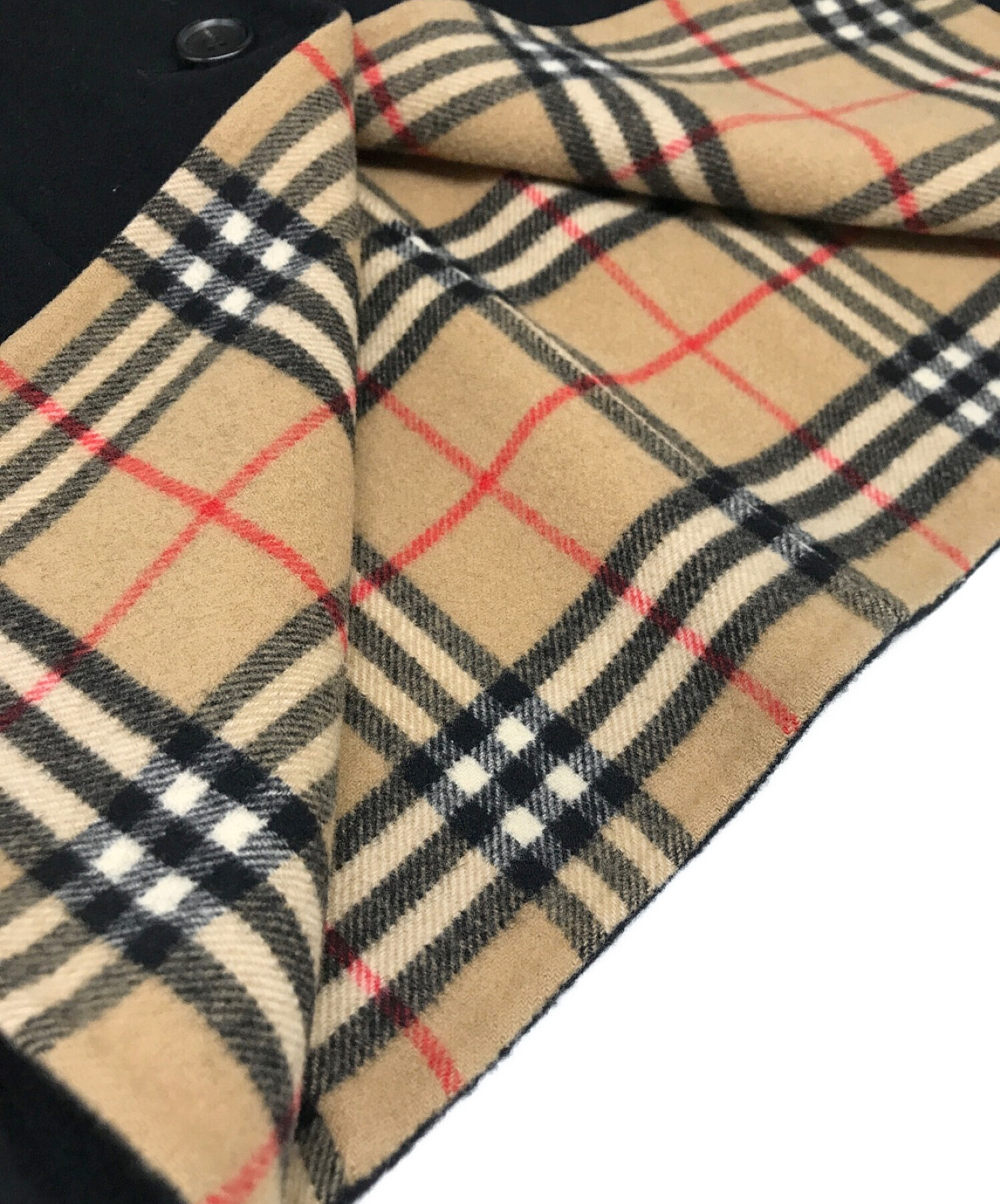 BURBERRY LONDON (バーバリー ロンドン) 裏ノバチェック ウールカシミヤ ステンカラーコート ブラック サイズ:38