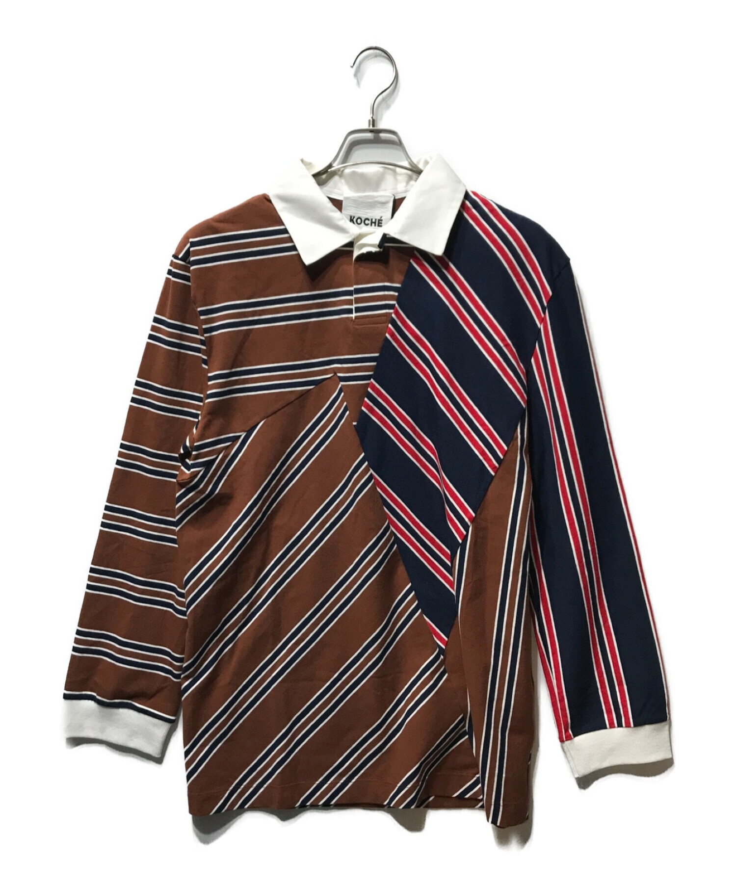 KOCHE (コシェ) PATCHWORK POLO パッチワーク ポロシャツ ブラウン×ネイビー サイズ:S 未使用品