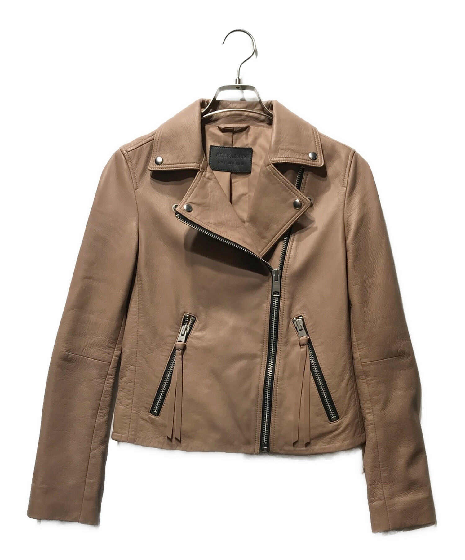 ALL SAINTS (オールセインツ) DALBY LEATHER BIKER JACKET ダルビー レザー バイカー ダブルライダース  ジャケット ピンク サイズ:UK8