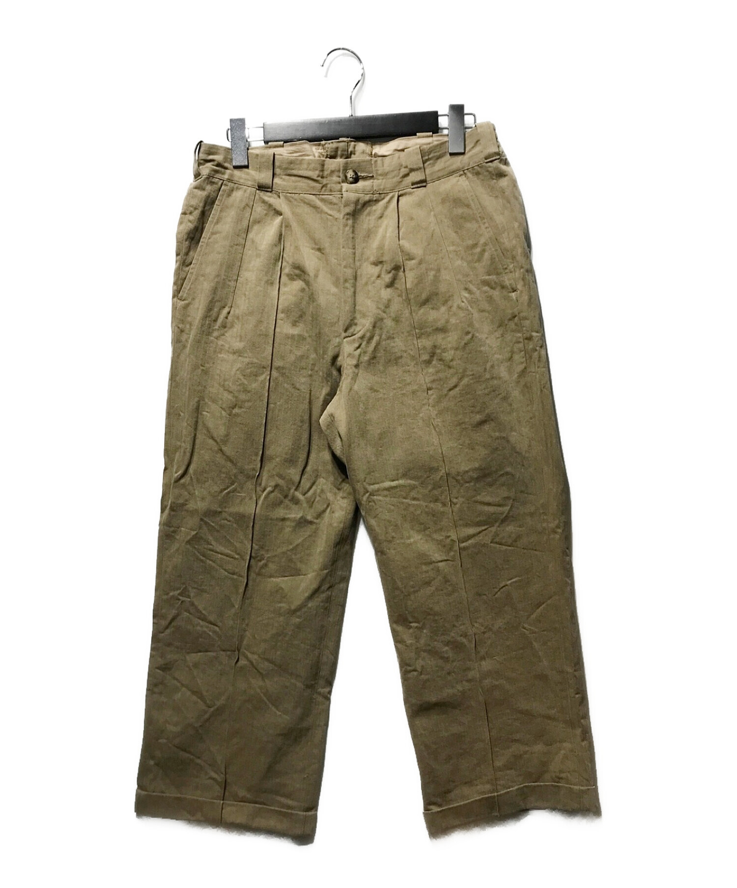 OLD JOE & Co. (オールドジョー) FRONT TUCK ARMY TROUSER コットンチノ トラウザー タックパンツ ベージュ  サイズ:32