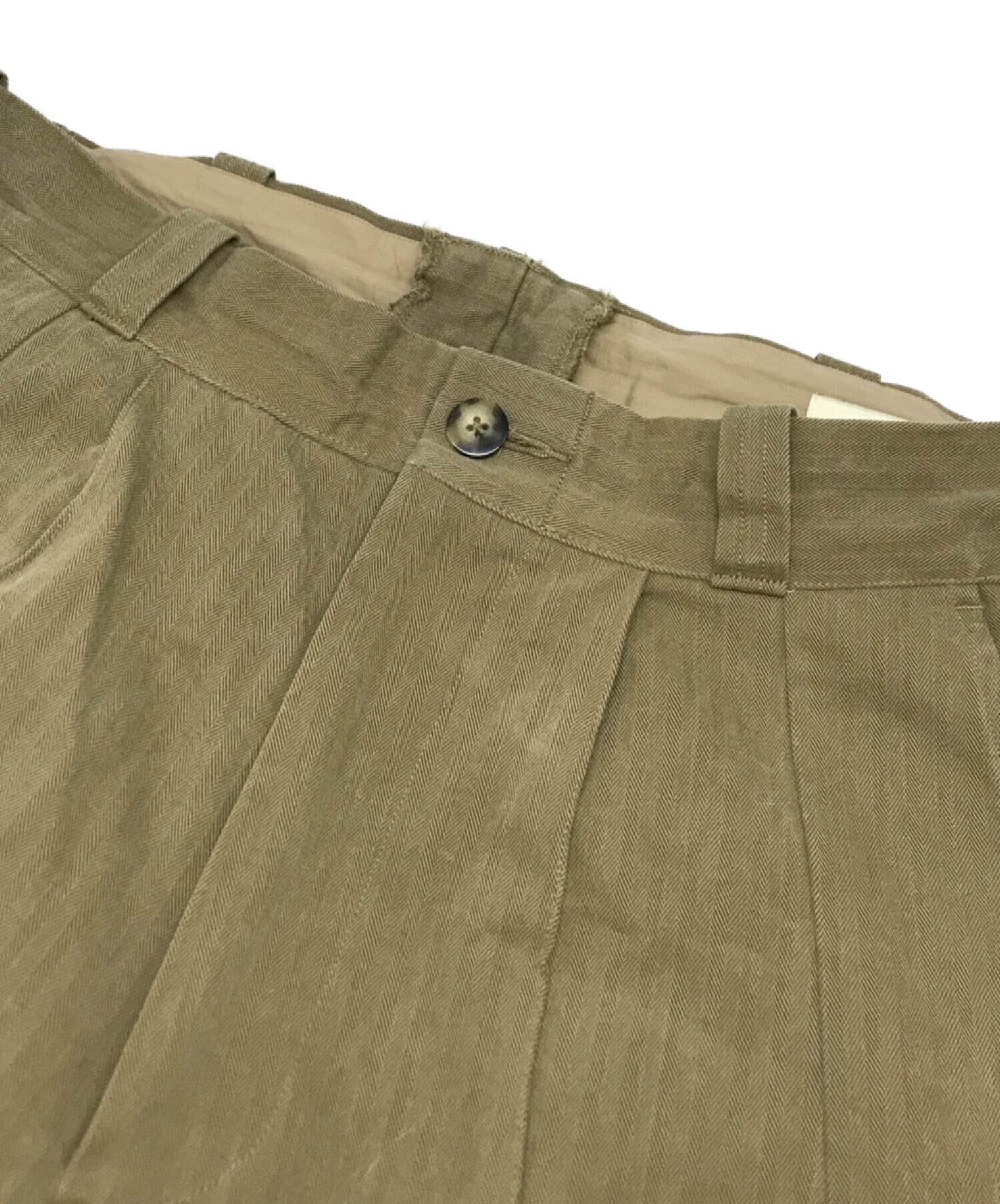 OLD JOE & Co. (オールドジョー) FRONT TUCK ARMY TROUSER コットンチノ トラウザー タックパンツ ベージュ  サイズ:32