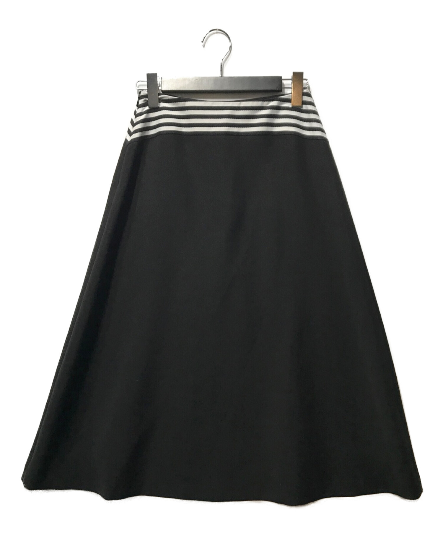 BORDERS AT BALCONY (ボーダーズアットバルコニー) FLARE SKIRT フレアスカート ライン ブラック サイズ:36