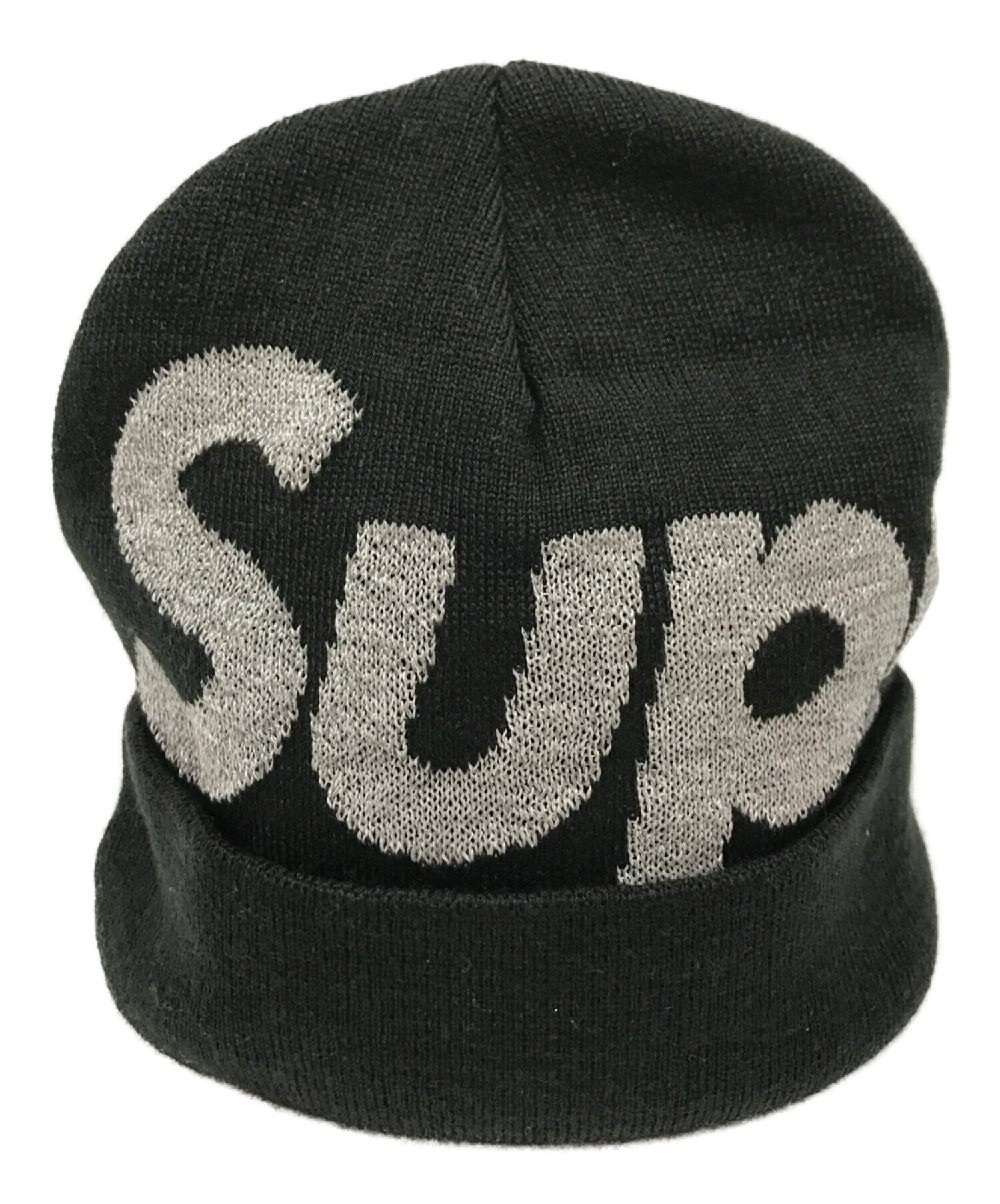 Supreme (シュプリーム) 18AW Reflective Big Logo Beanie ニット帽 ビッグ ロゴビーニー ブラック