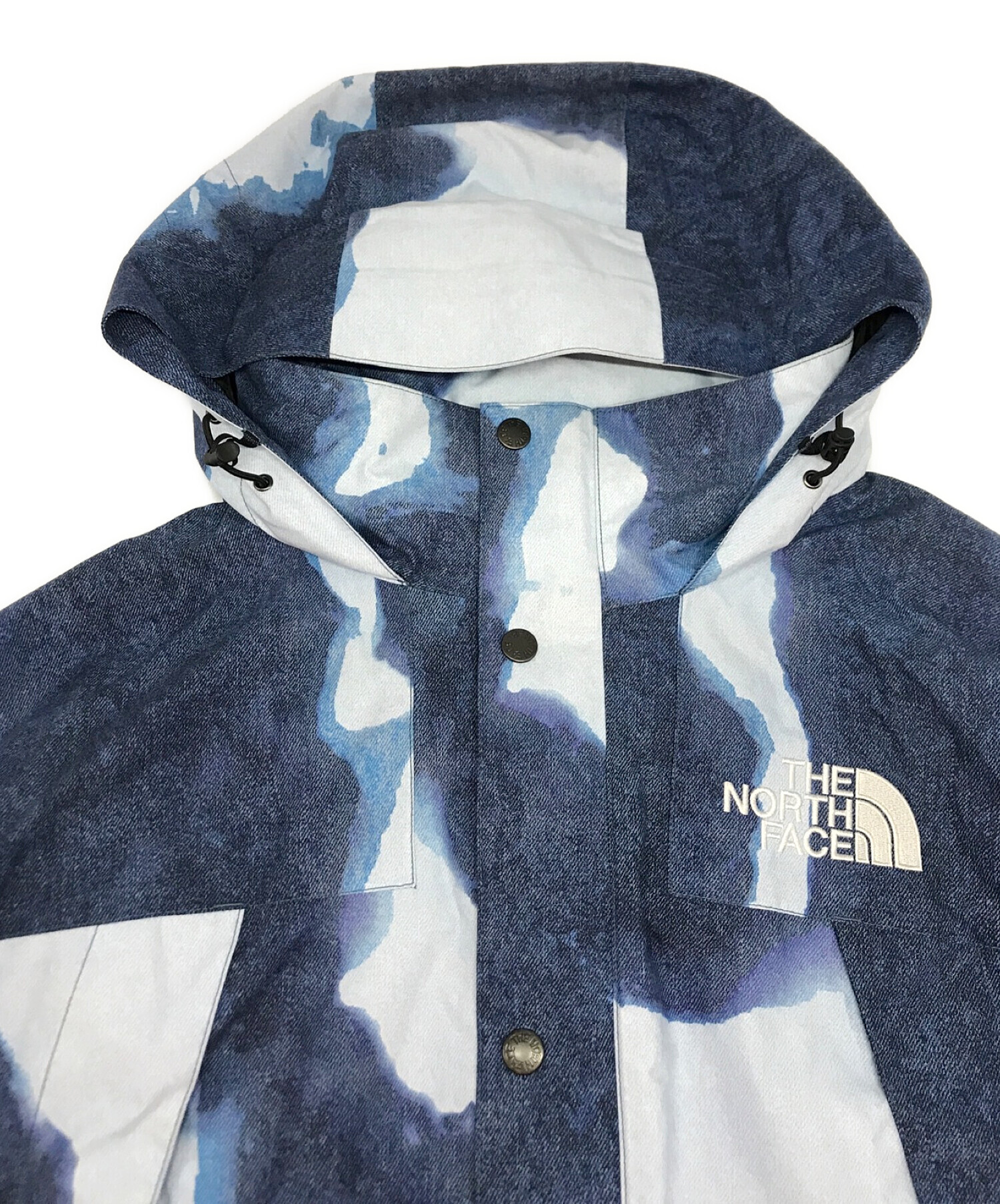 SUPREME×THE NORTH FACE 21AW Bleached Denim Print Mountain Jacket ブリーチド デニム  プリント マウンテン ジャケット ブルー サイズ:L