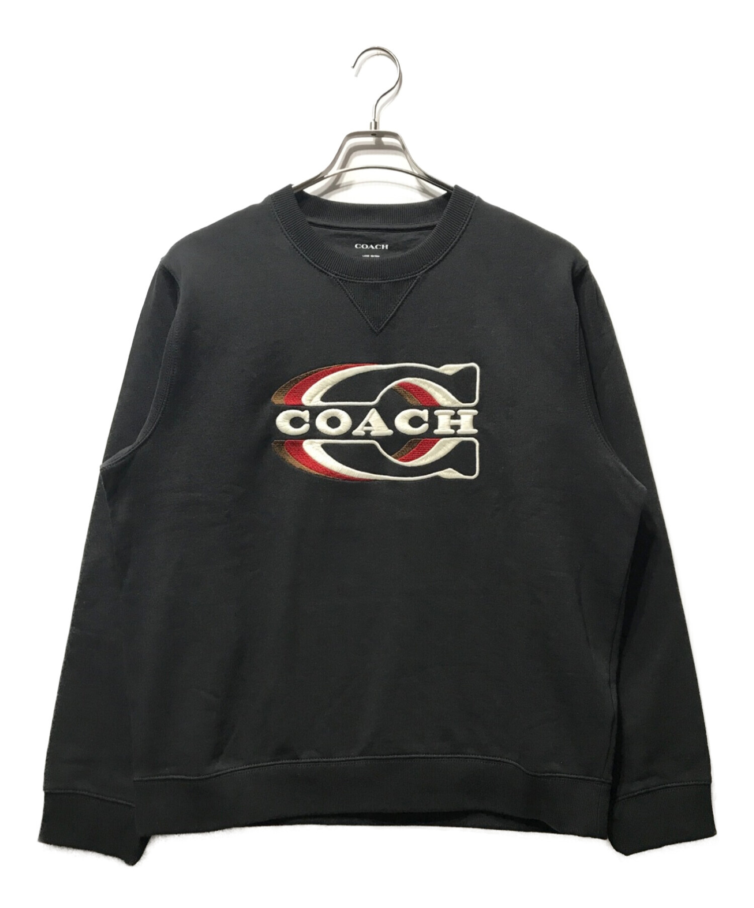 COACH (コーチ) グラディエント シグネチャー クルーネック スウェット ブラック サイズ:L