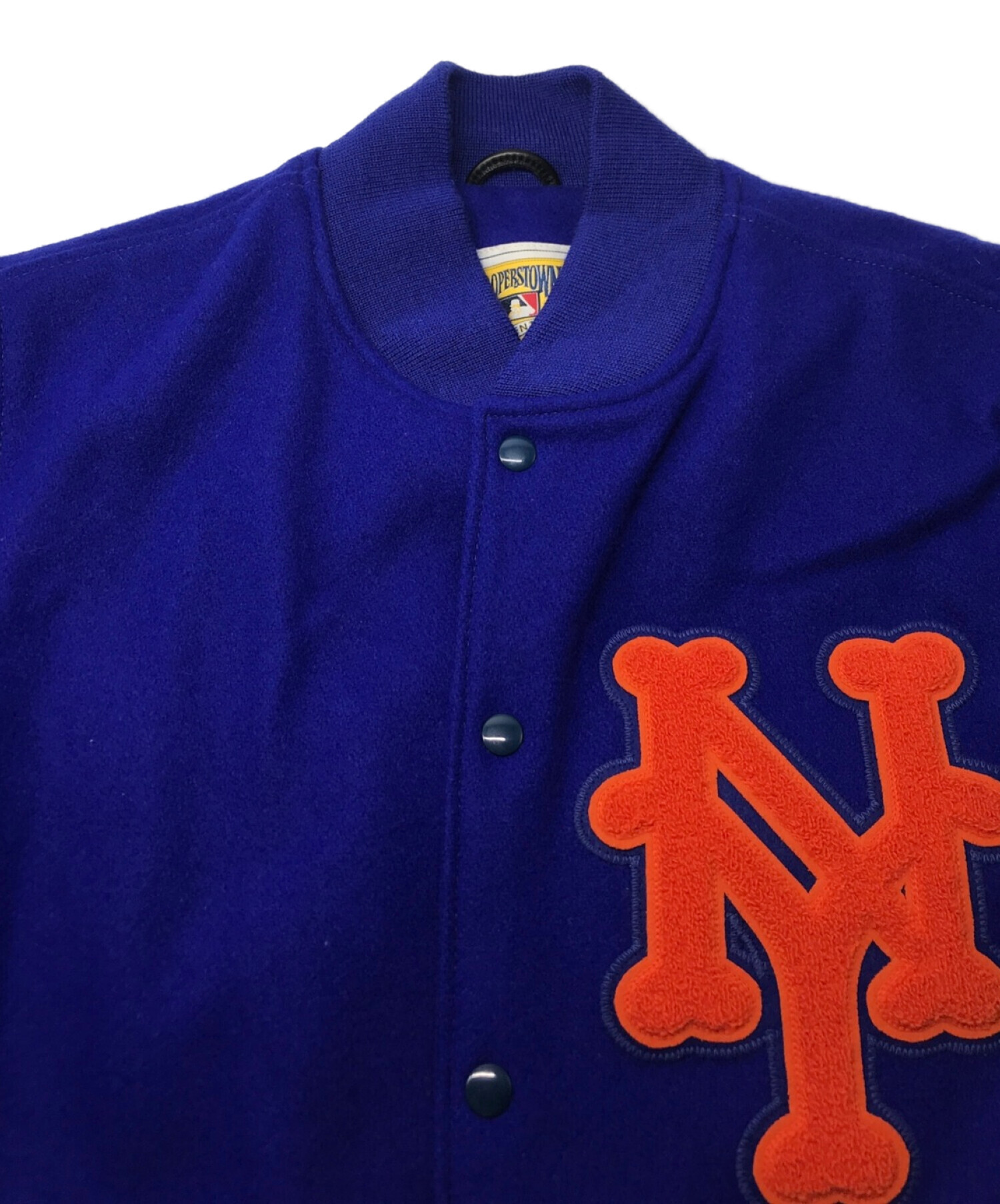 MITCHELL & NESS (ミッチェルアンドネス) New York Mets ニューヨーク メッツ ロゴ ワッペン ウール スタジアム  ジャケット スタジャン USA製 ブルー サイズ:XL