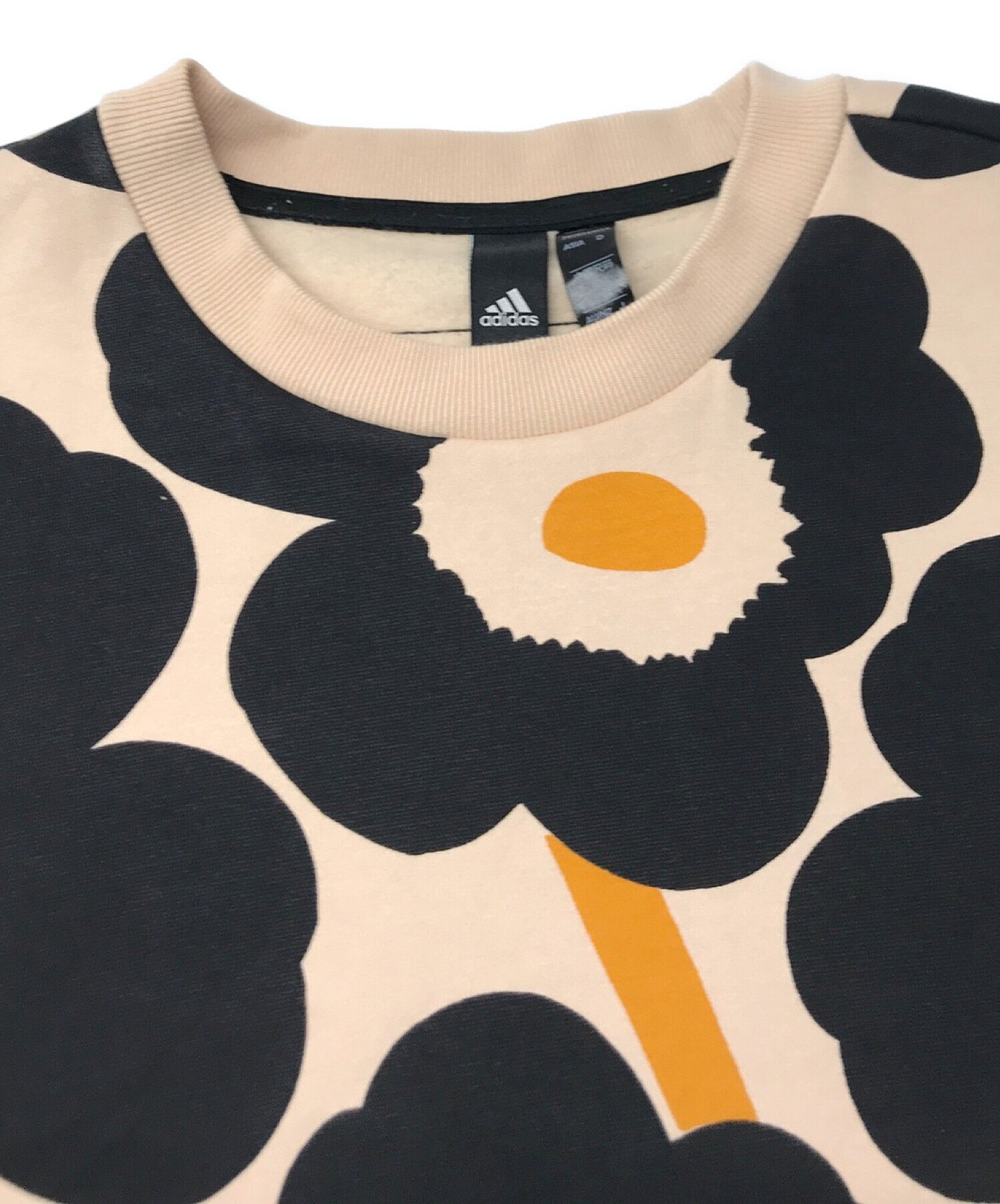 adidas (アディダス) marimekko (マリメッコ) 花柄ワンピース コラボ ビックシルエット スェットワンピース ブラウン サイズ:M