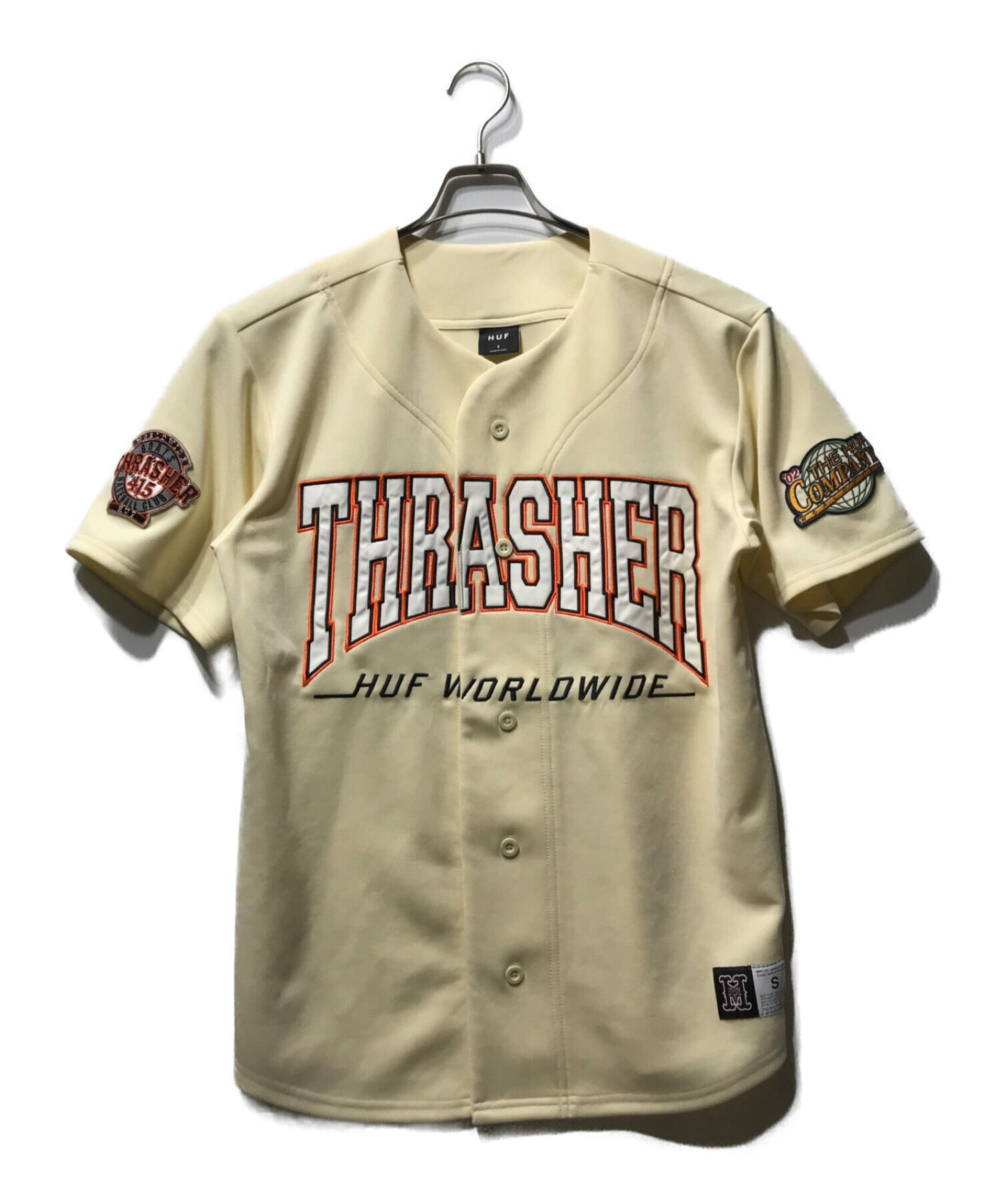 HUF (ハフ) THRASHER (スラッシャー) ベースボールシャツ アイボリー サイズ:S