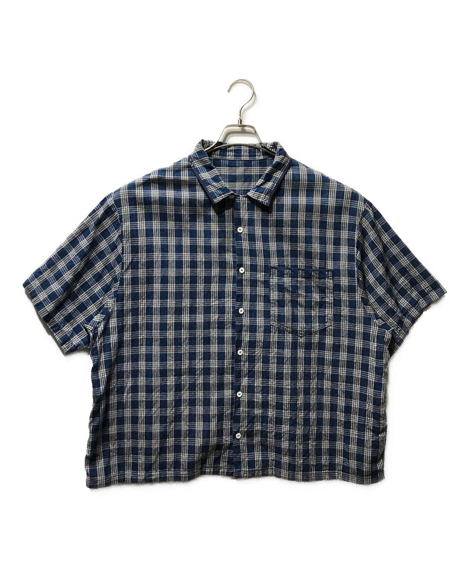 Porter Classic (ポータークラシック) Palaka Short Sleeve Shirt パラカ ショート スリーブ シャツ  ホワイト×ブルー サイズ:M