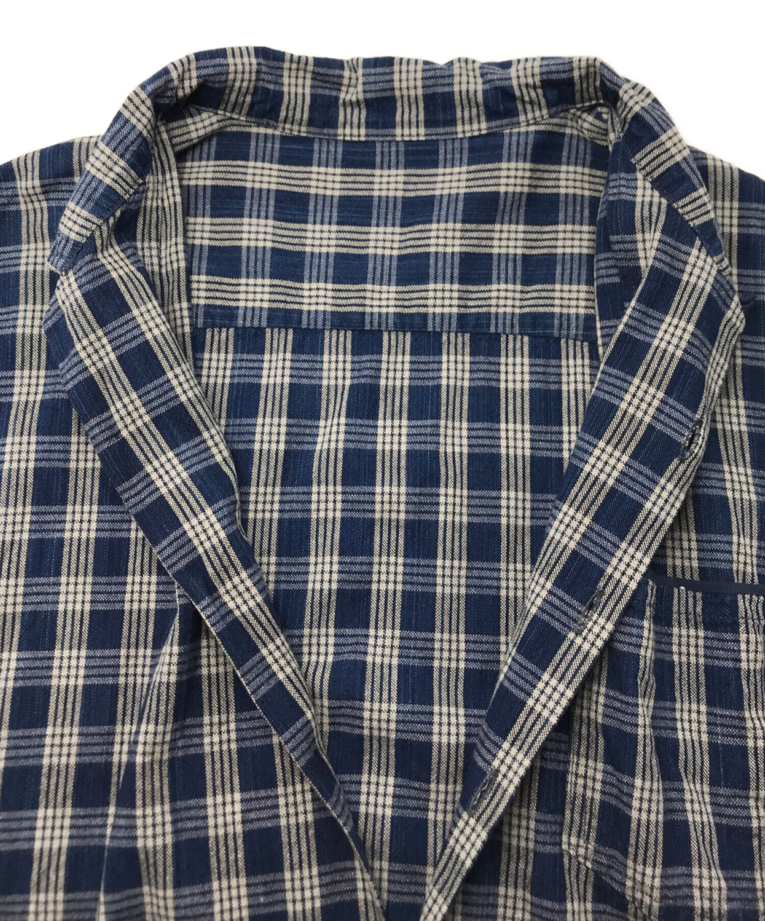 Porter Classic (ポータークラシック) Palaka Short Sleeve Shirt パラカ ショート スリーブ シャツ  ホワイト×ブルー サイズ:M