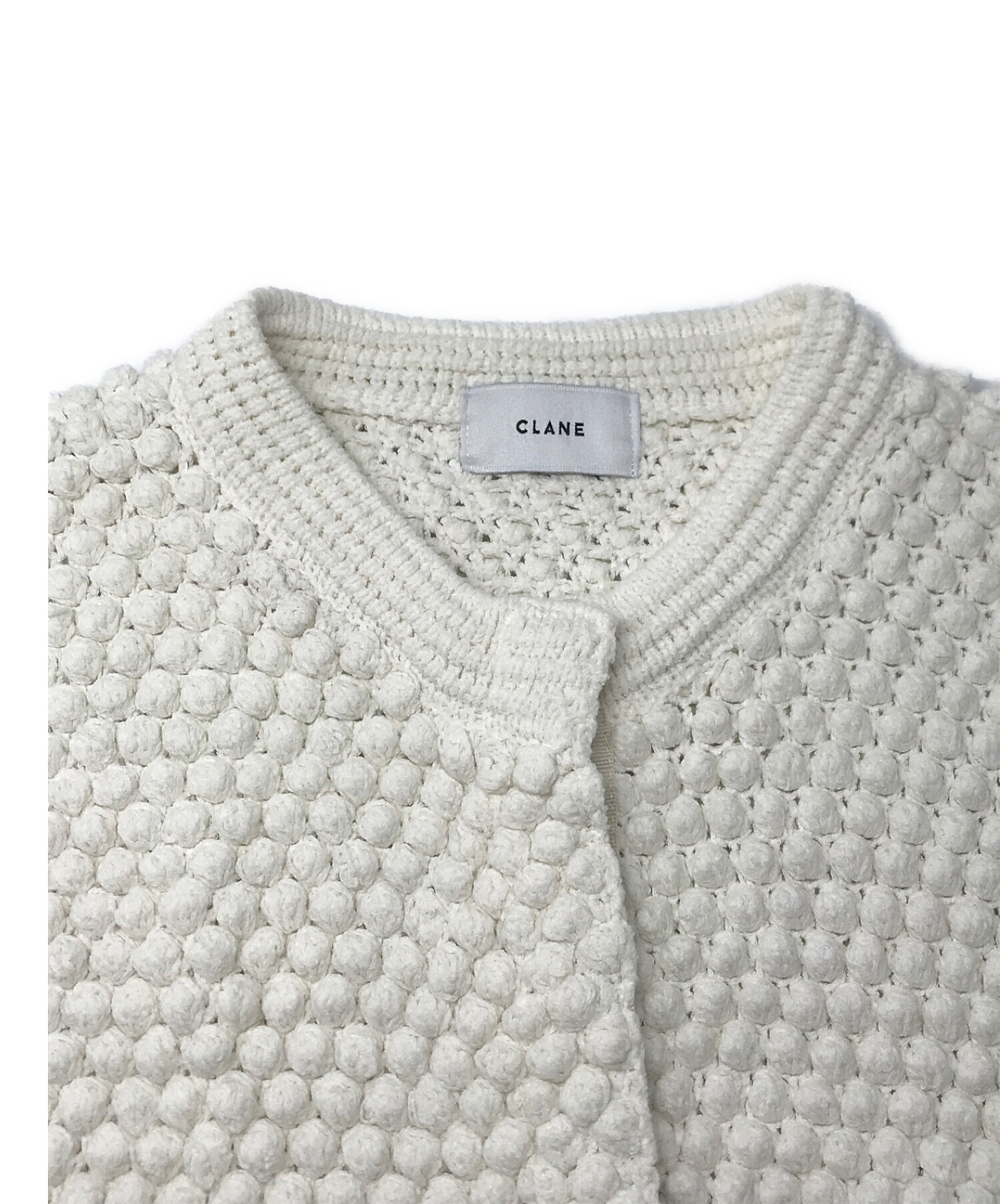 CLANE (クラネ) 3D DOT HALF SLEEVE KNIT CARDIGAN 3D ドット ハーフスリーブ ニット カーディガン ホワイト  サイズ:1