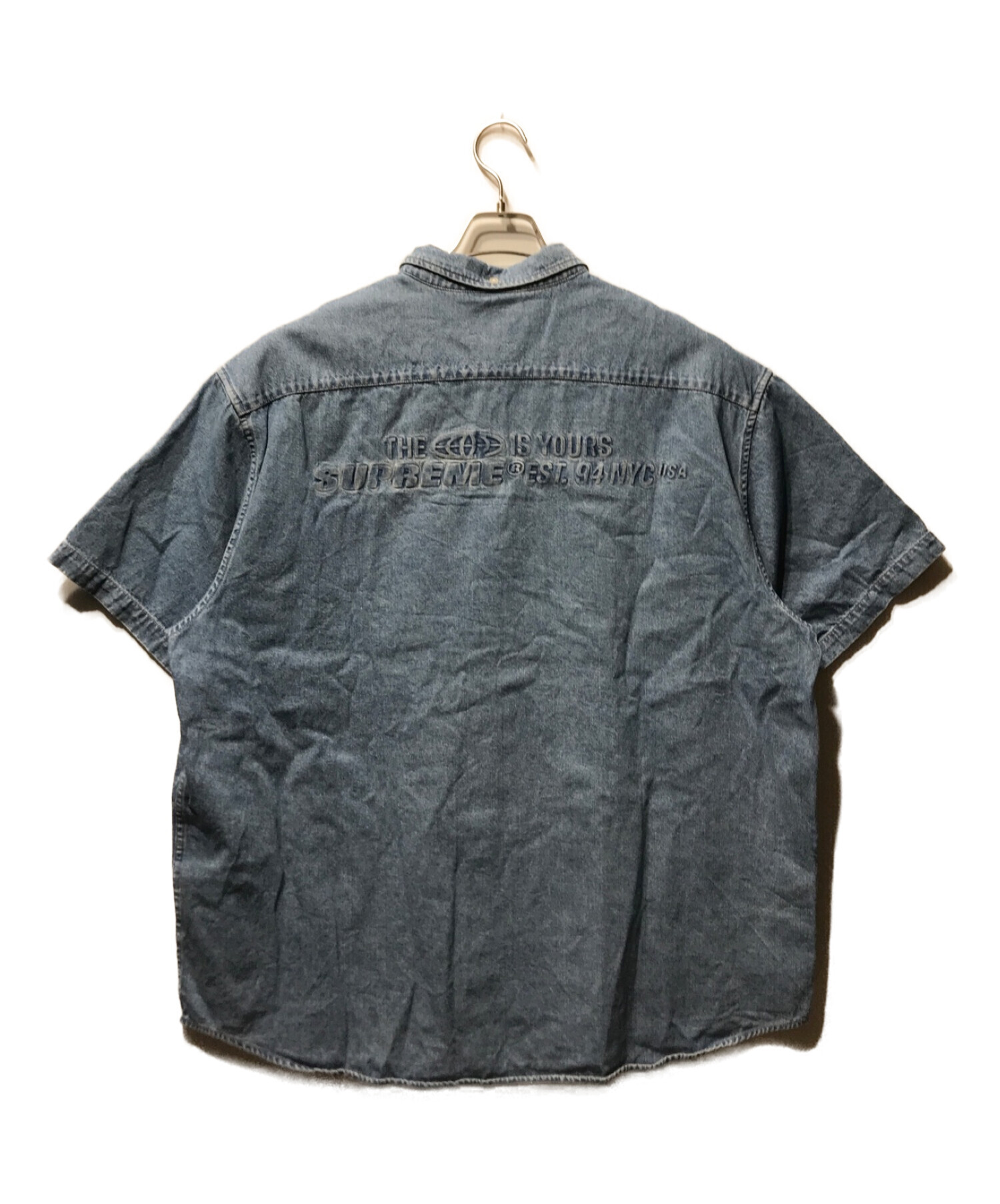 SUPREME (シュプリーム) 21SS Embossed Denim S/S Shirt ブルー サイズ:XL