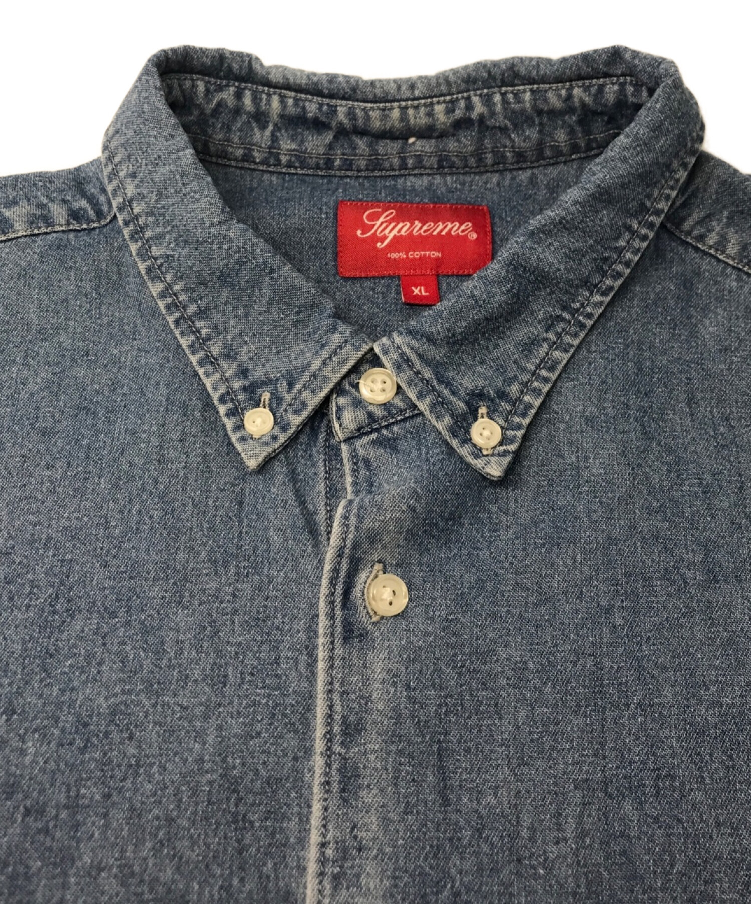 SUPREME (シュプリーム) 21SS Embossed Denim S/S Shirt ブルー サイズ:XL