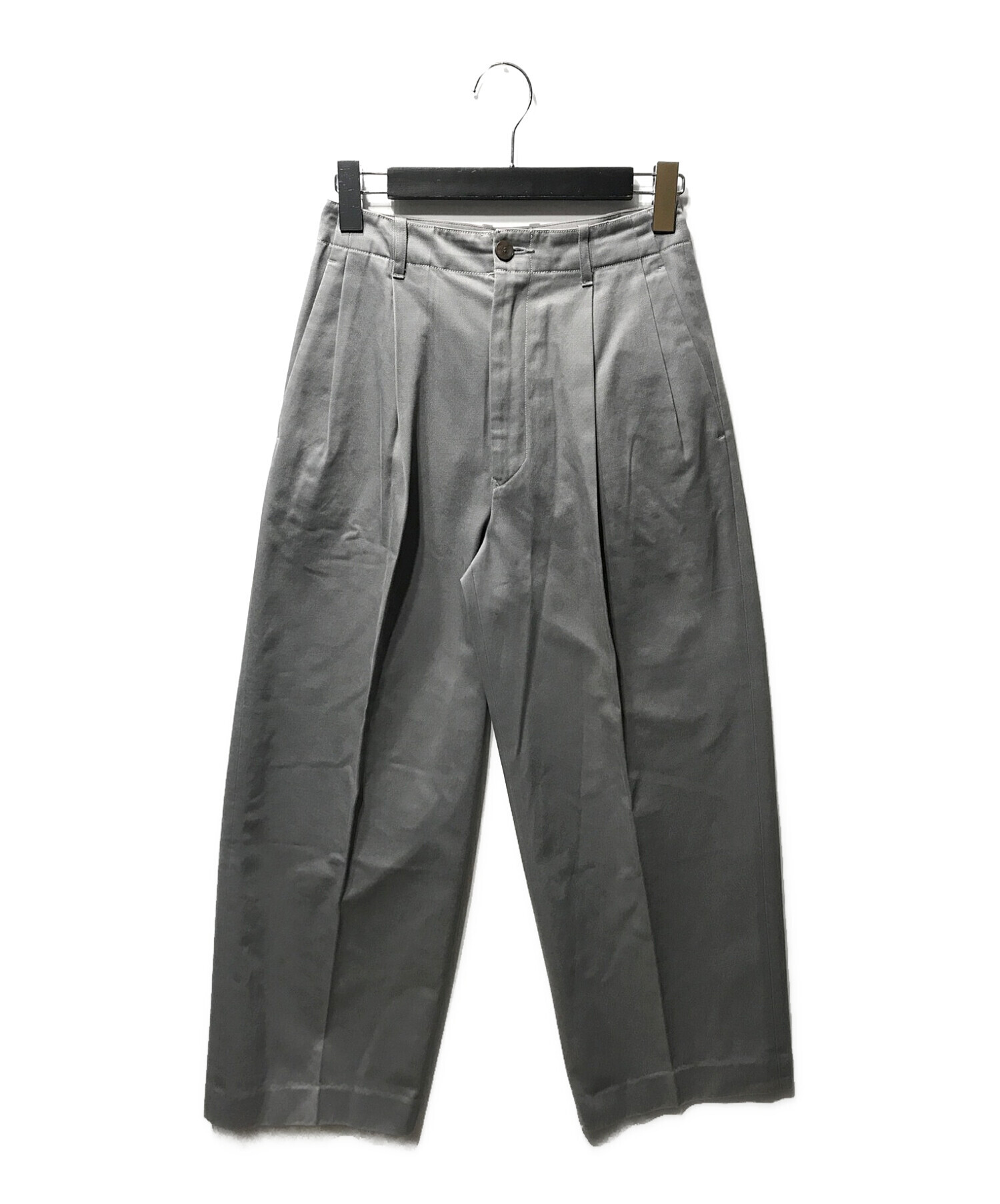 AURALEE (オーラリー) WASHED FINX LIGHT CHINO WIDE PANTS ウォッシュド フィンクス ライトチノ ワイド  パンツ グレー サイズ:1