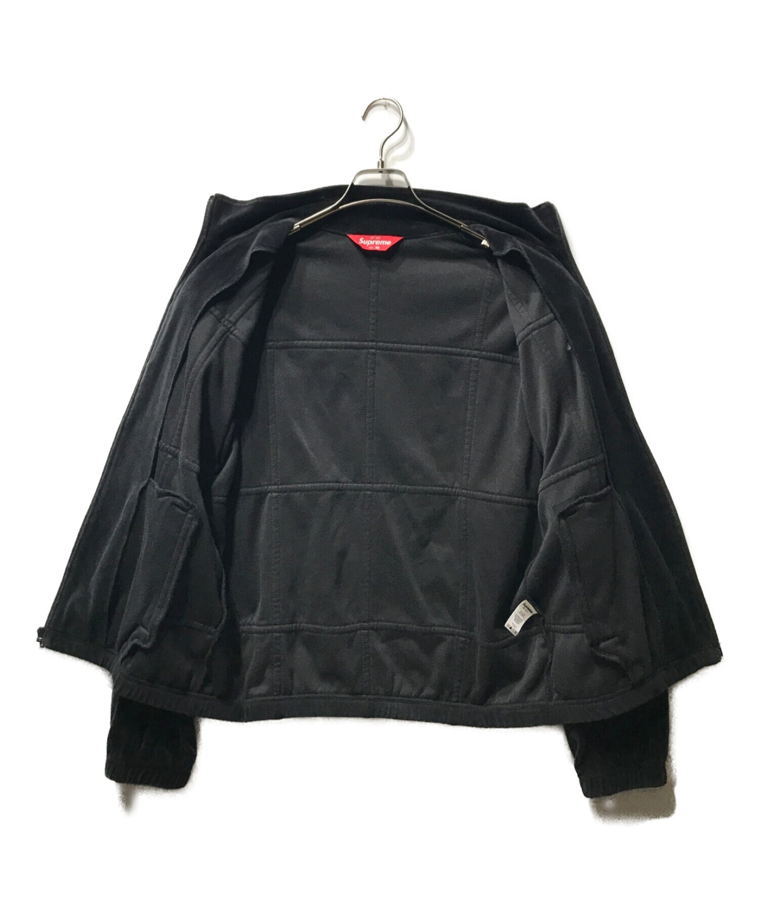 SUPREME Grid Taping Velour Jacket black黒