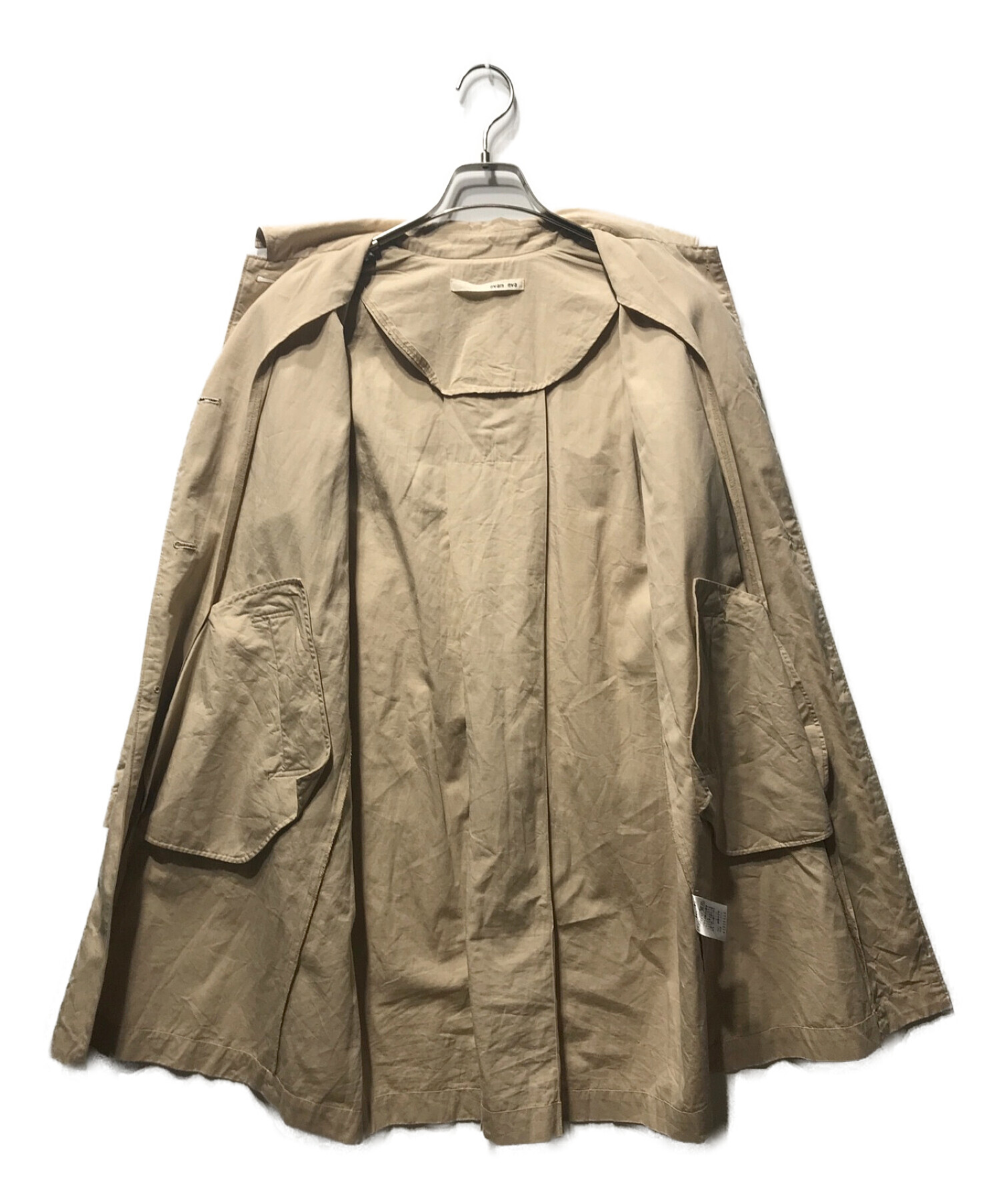 evam eva (エヴァムエヴァ) Cotton hemp tremch coat コットン ヘンプ トレンチ コート E153T024 ベージュ  サイズ:1