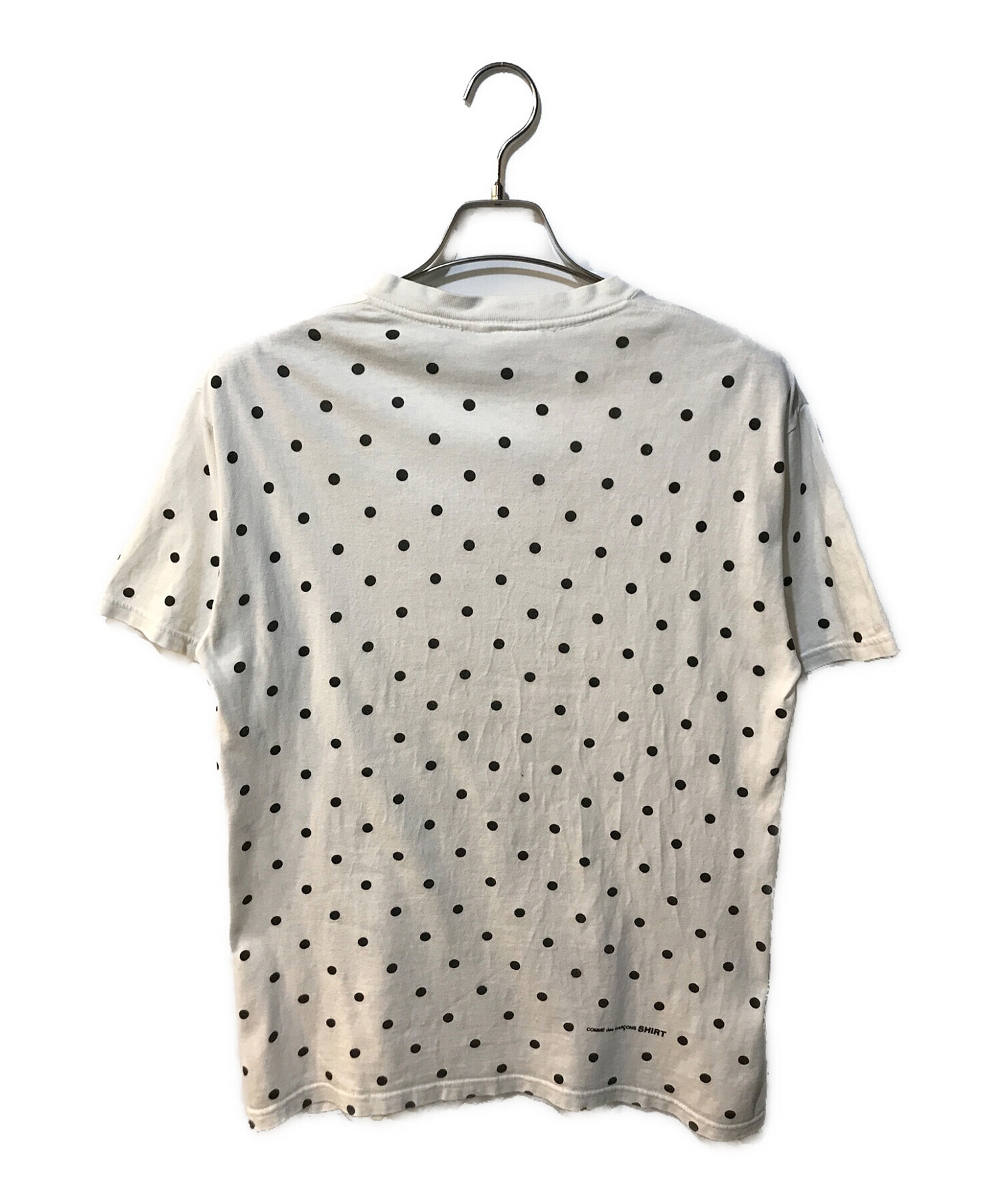 SUPREME (シュプリーム) COMME des GARCONS SHIRT (コムデギャルソンシャツ) ドット柄ミラーボックスロゴTシャツ  12SS ホワイト サイズ:M