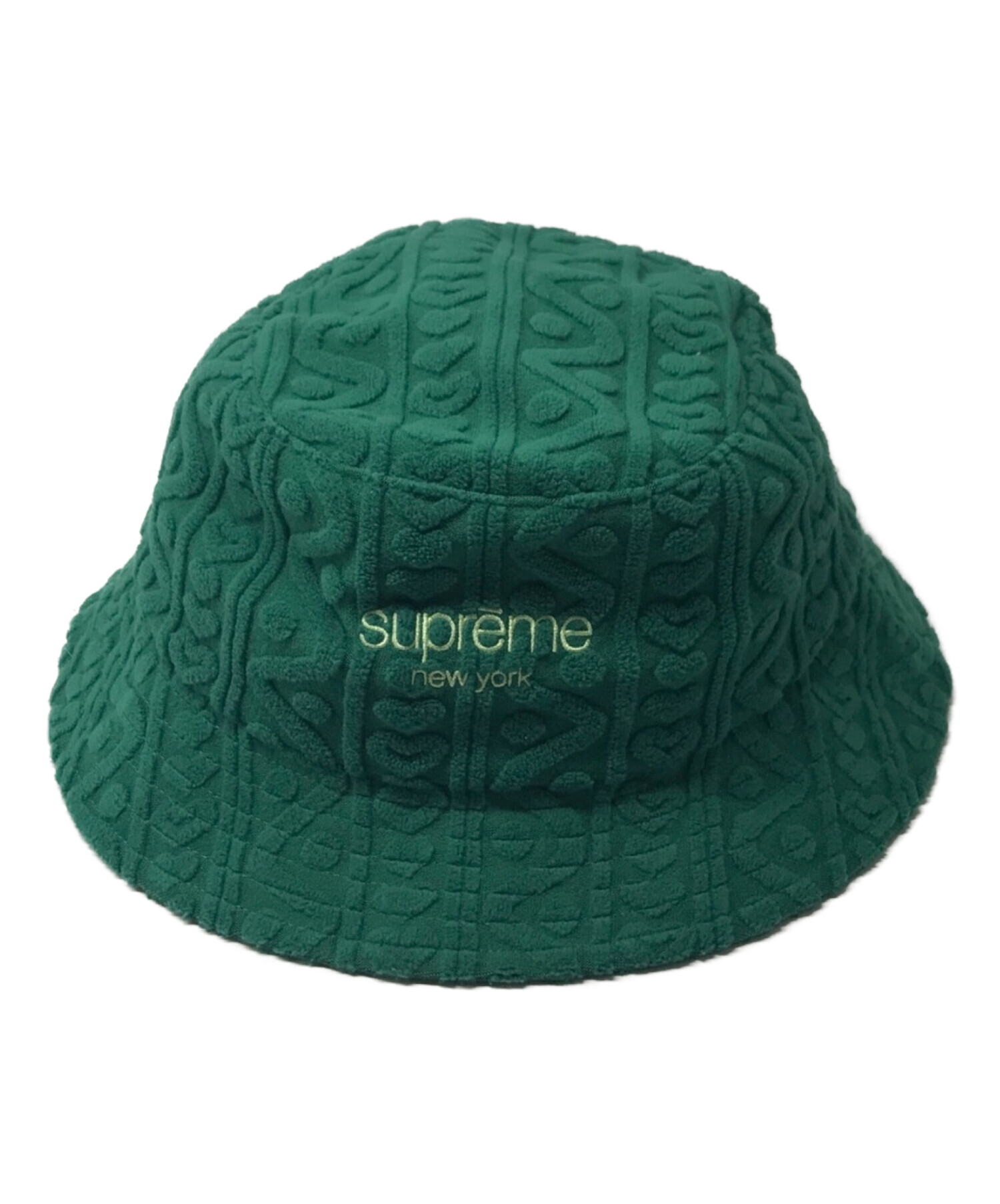 SUPREME (シュプリーム) Terry Pattern Crusher バケットハット コーデュロイ グリーン 刺繍 ロゴ グリーン
