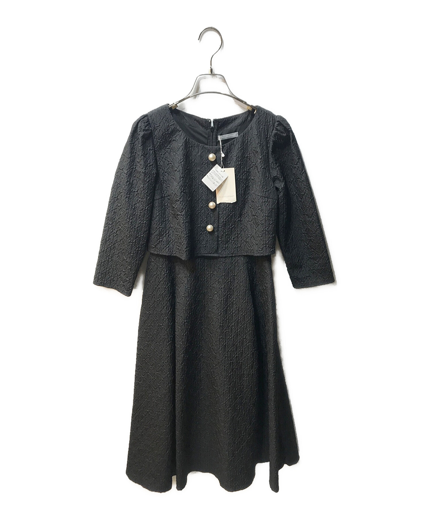 中古・古着通販】JILL BY JILLSTUART (ジル バイ ジルスチュアート) レイヤード風フクレジャガードワンピース ブラック サイズ:S  未使用品｜ブランド・古着通販 トレファク公式【TREFAC FASHION】スマホサイト