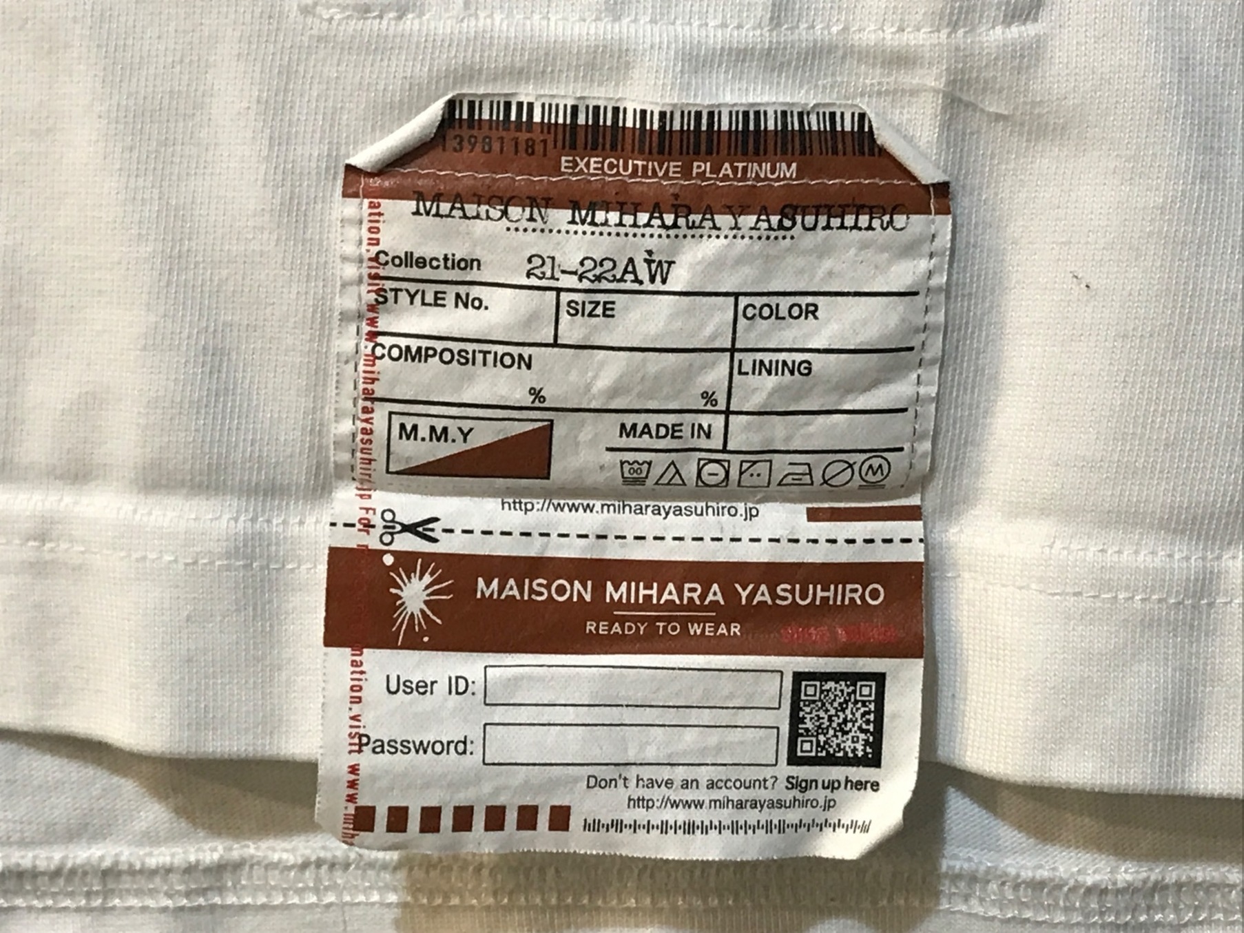 中古・古着通販】Maison MIHARA YASUHIRO (メゾン ミハラ ヤスヒロ) 半袖カットソー A07TS702 ホワイト  サイズ:44｜ブランド・古着通販 トレファク公式【TREFAC FASHION】スマホサイト