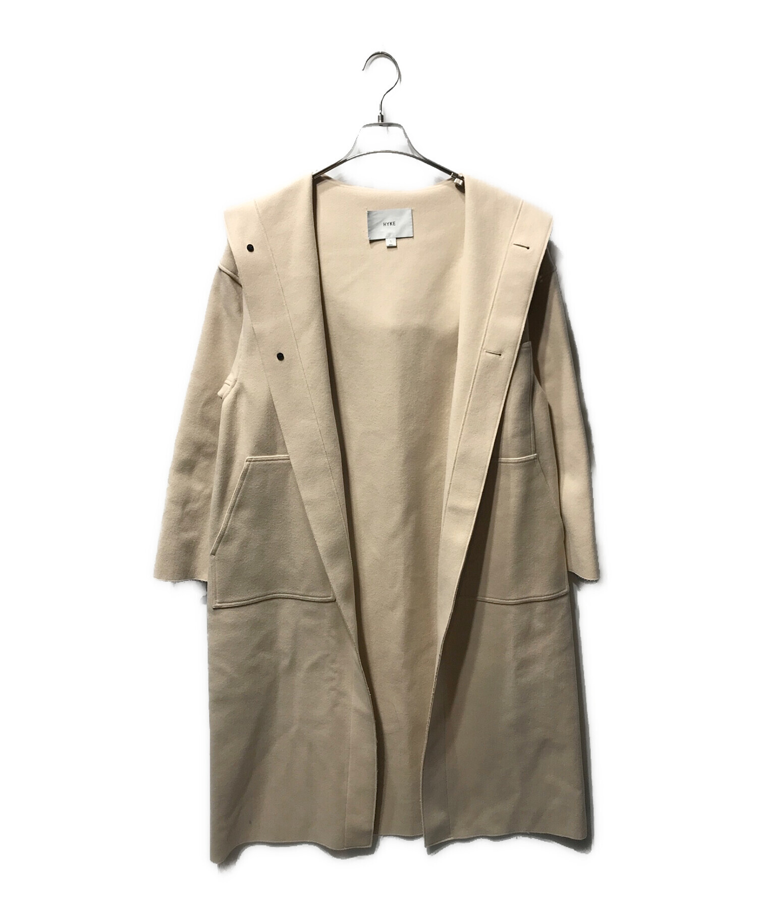 HYKE (ハイク) MELTON HOODED WORK COAT ベージュ サイズ:1