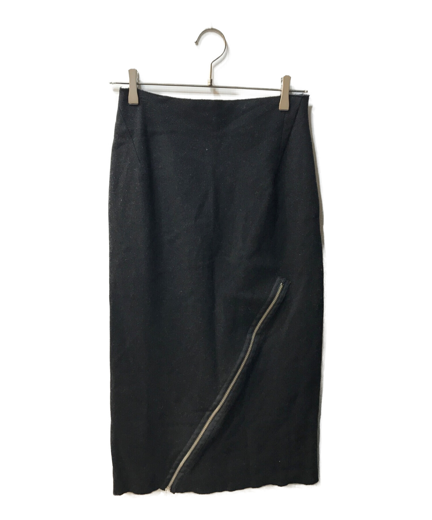 YOHJI YAMAMOTO (ヨウジヤマモト) ジップデザインウールスカート ブラック サイズ:SS