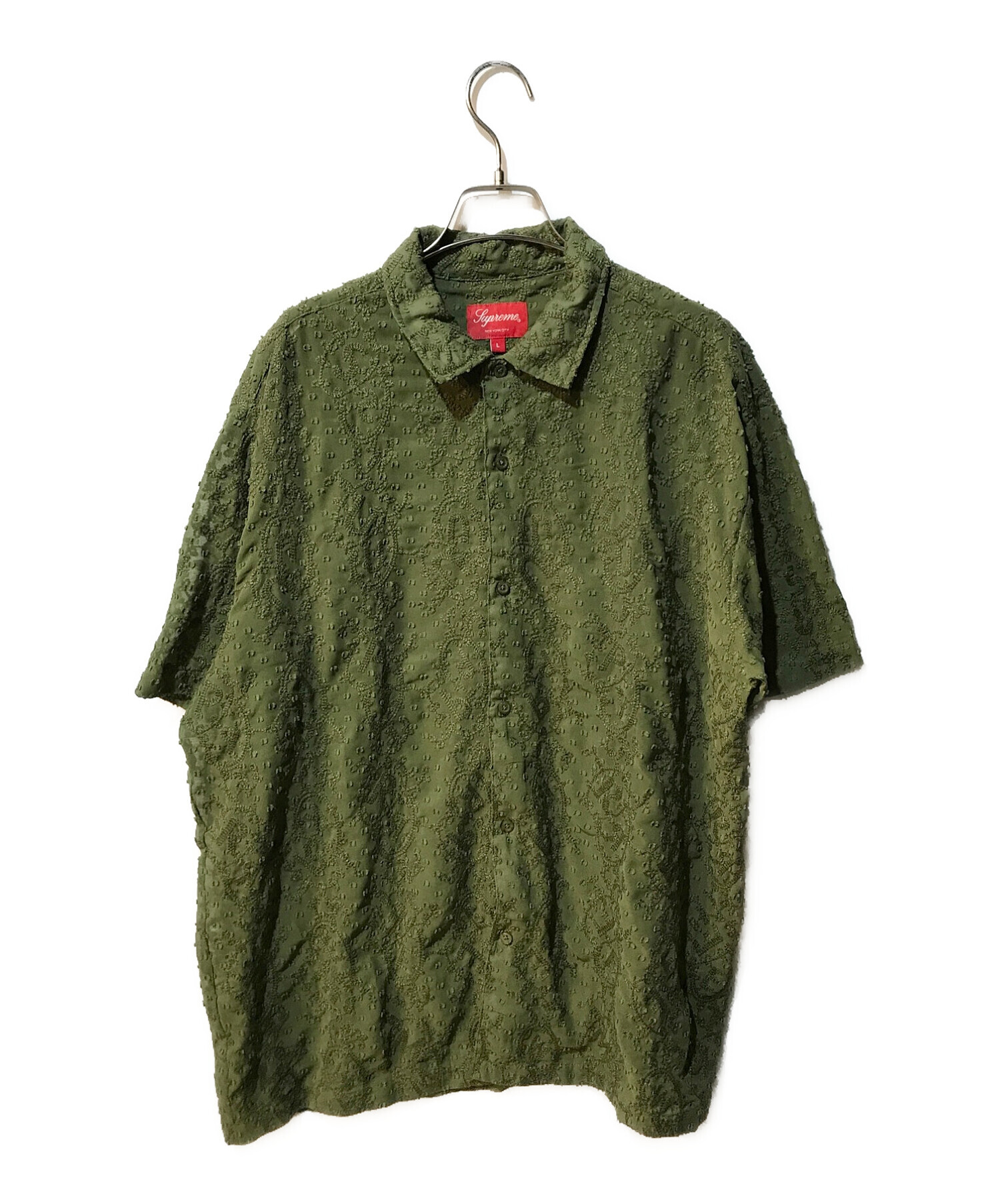 SUPREME (シュプリーム) Chainstitch Chiffon S/S Shirt グリーン サイズ:L