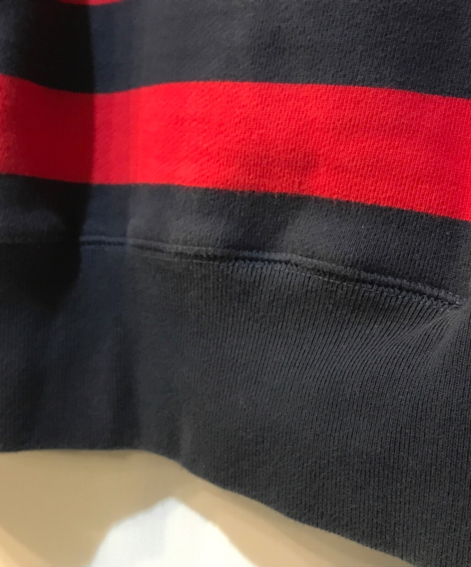 SUPREME (シュプリーム) Striped Pullover Hoodie　07ＡＷ ブラック×レッド サイズ:Ｌ