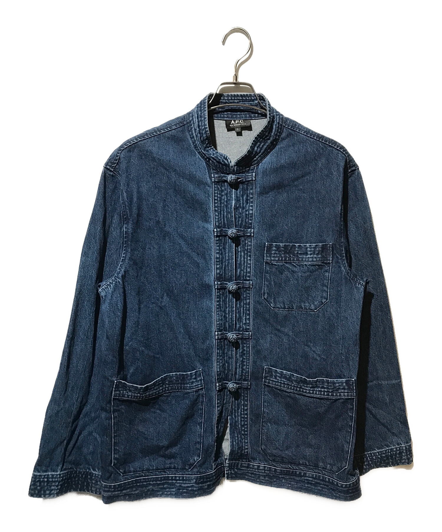 中古・古着通販】A.P.C. (アーペーセー) デニムカンフージャケット インディゴ サイズ:Ｌ｜ブランド・古着通販 トレファク公式【TREFAC  FASHION】スマホサイト