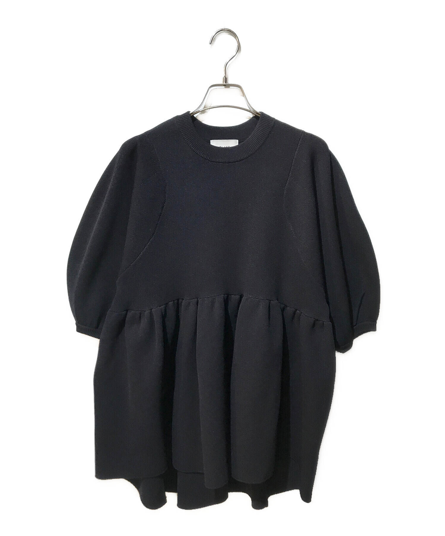 CLANE (クラネ) BALLOON SLEEVE GATHER KNIT TOPS ネイビー サイズ:Free