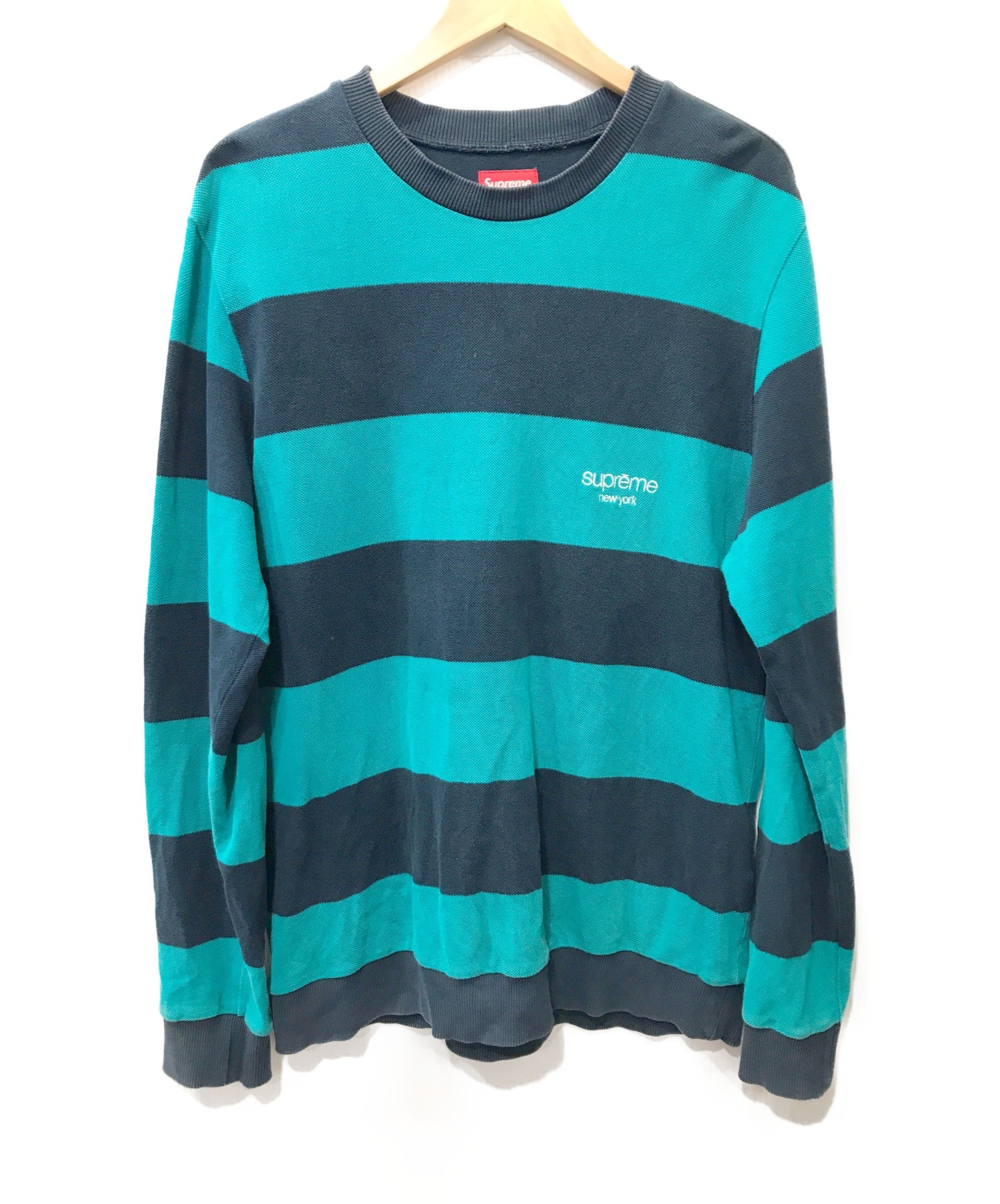 中古・古着通販】SUPREME (シュプリーム) Striped Pique Crewneck ...