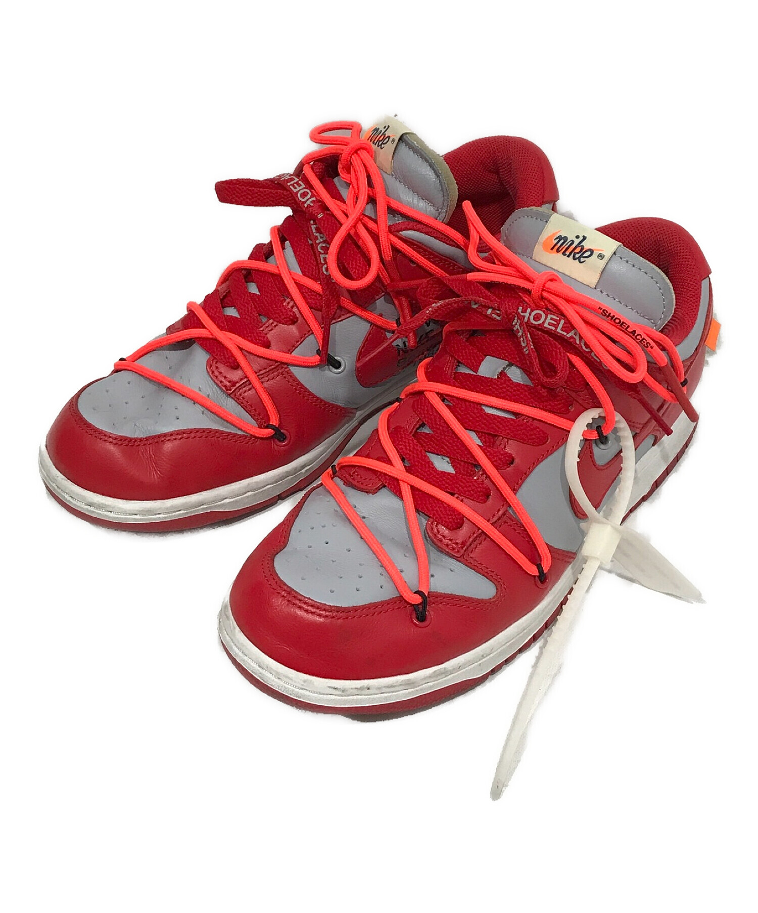 NIKE×OFF WHITE (ナイキ×オフホワイト) DUNK LOW LTHR/OW UNIVERSITY RED/UNIVE サイズ:26.5cm