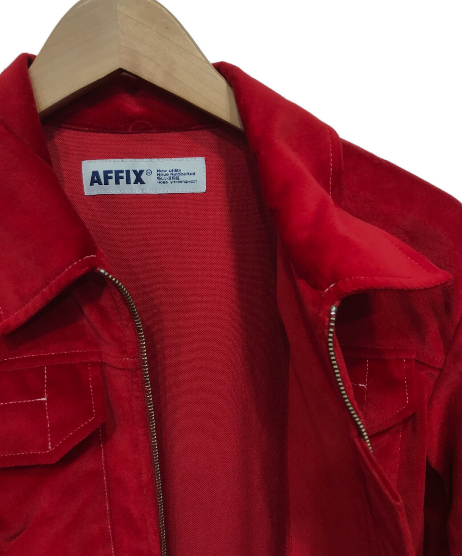 中古・古着通販】affix (アフィックス) VELVET WORK JACKET レッド