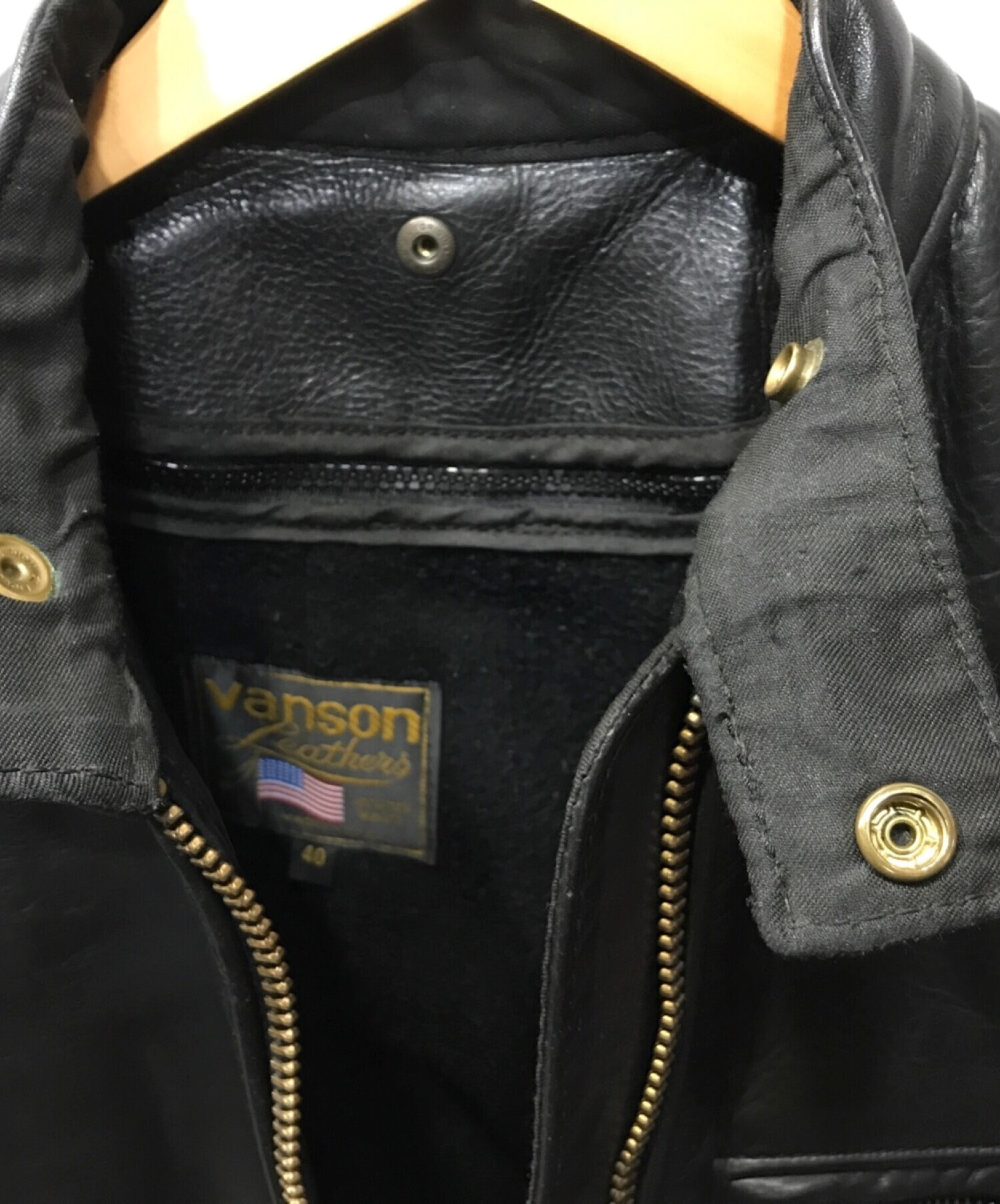 VANSON (バンソン) Type Bライナー付きレザージャケット ブラック サイズ:40