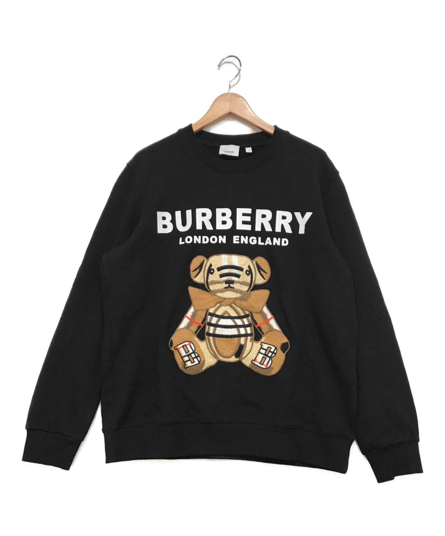 BURBERRY (バーバリー) ノヴァチェックベアープリントスウェット ブラック サイズ:M