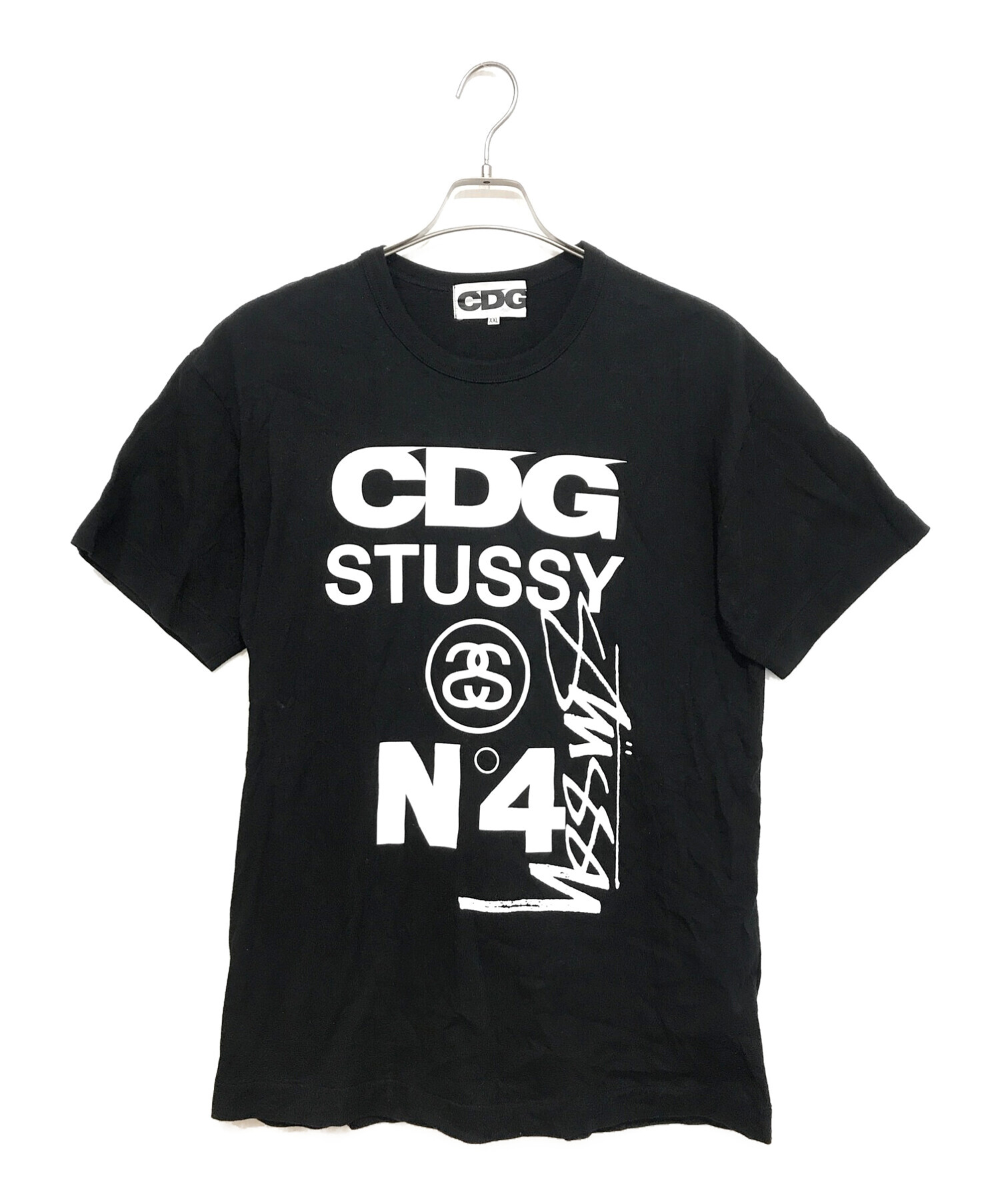 CDG (シーディージー) stussy (ステューシー) コラボプリントTシャツ ブラック サイズ:XXL