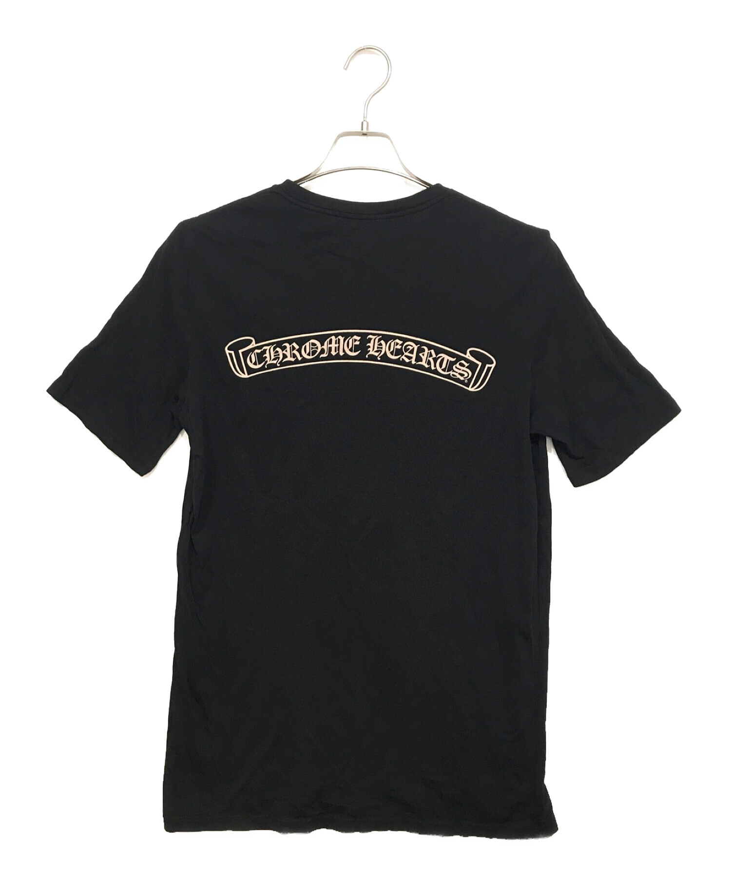 CHROME HEARTS (クロムハーツ) スクロールラベルプリントTシャツ ブラック×ホワイト サイズ:M