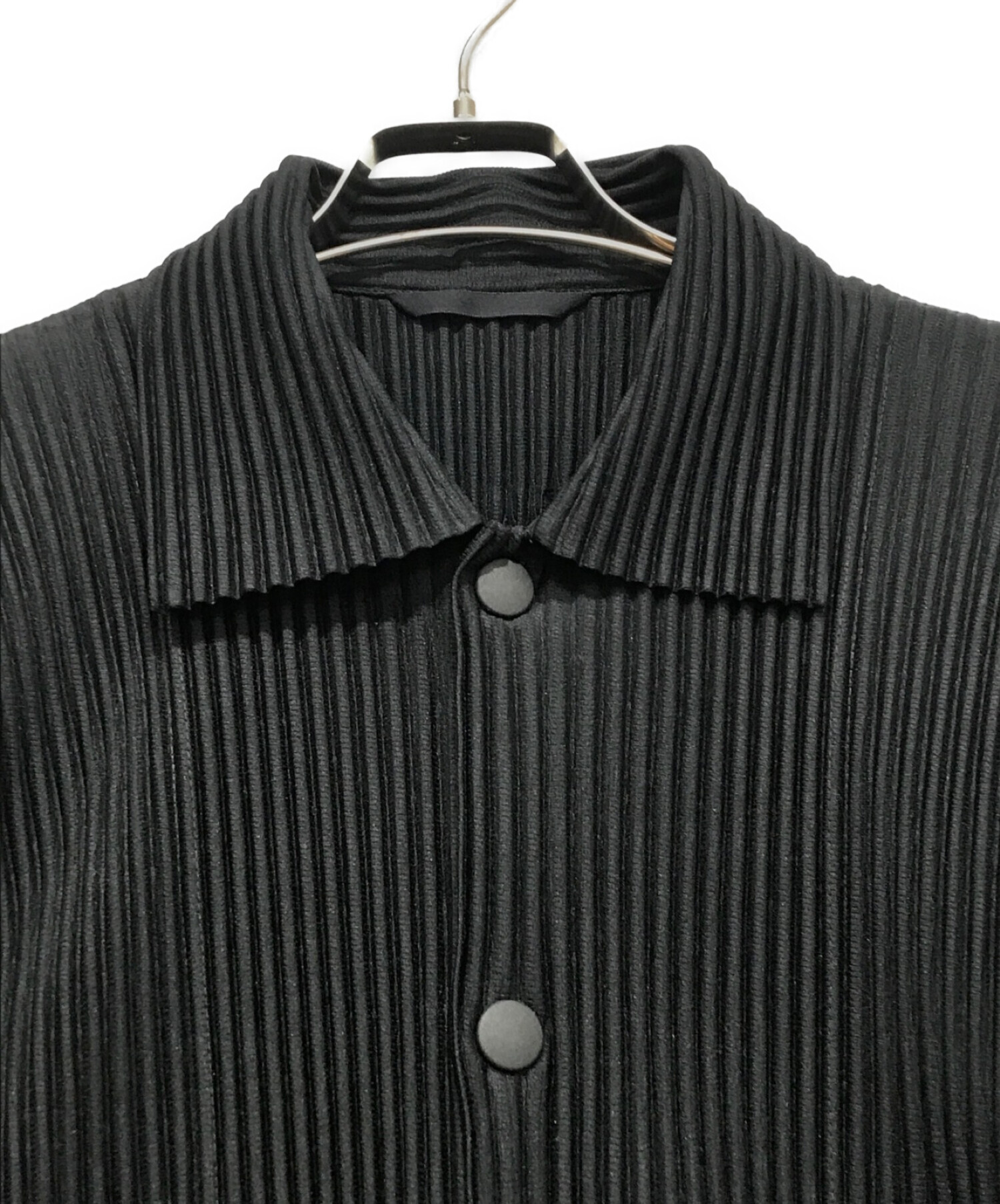 HOMME PLISSE ISSEY MIYAKE (オムプリッセ イッセイミヤケ) スプレッドカラーシャツ ブラック サイズ:2