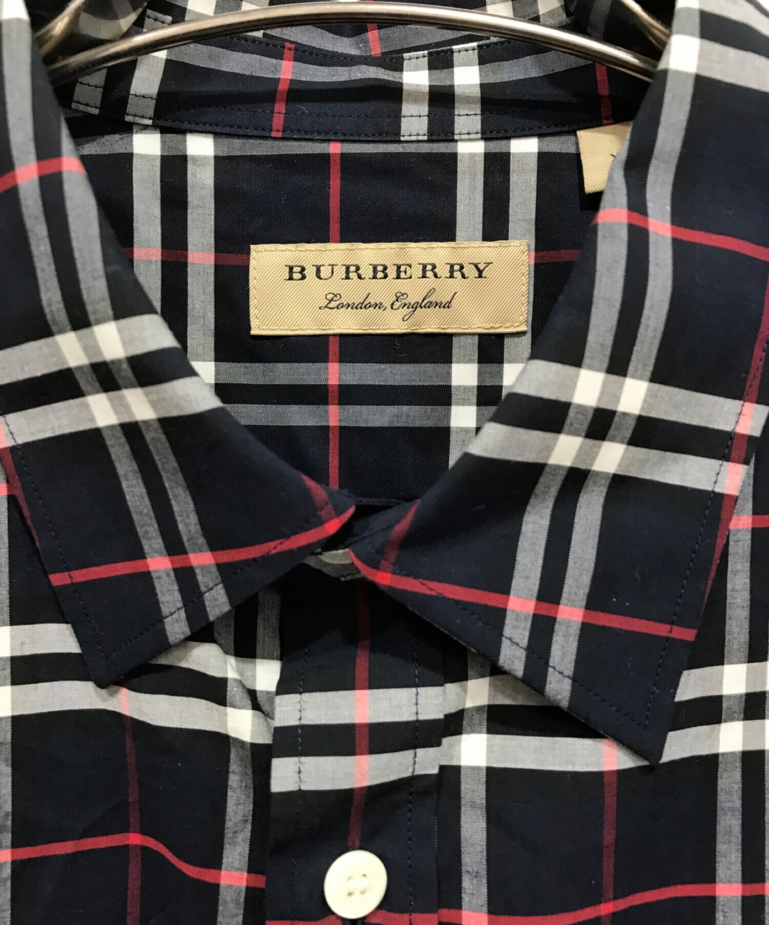 BURBERRY (バーバリー) チェックシャツ ネイビー サイズ:XL