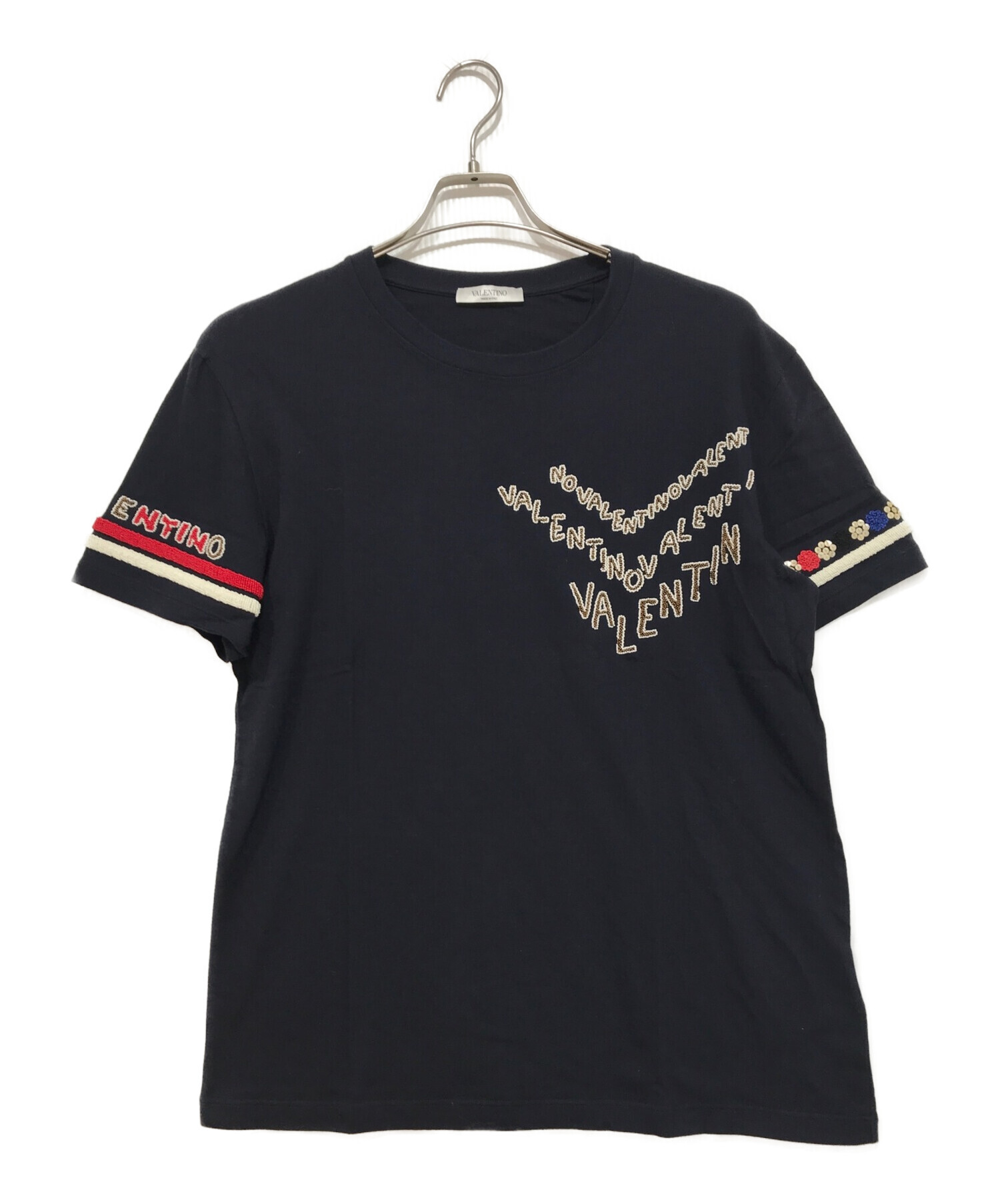 VALENTINO (ヴァレンティノ) 刺繍装飾クルーネックTシャツ ネイビー サイズ:S
