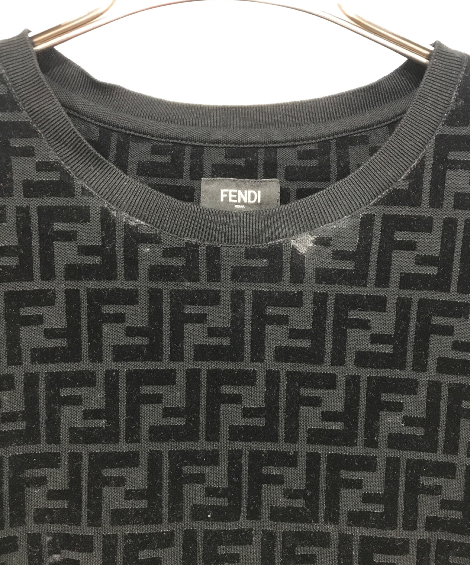 中古・古着通販】FENDI (フェンディ) ブラックピケ Tシャツ ブラック