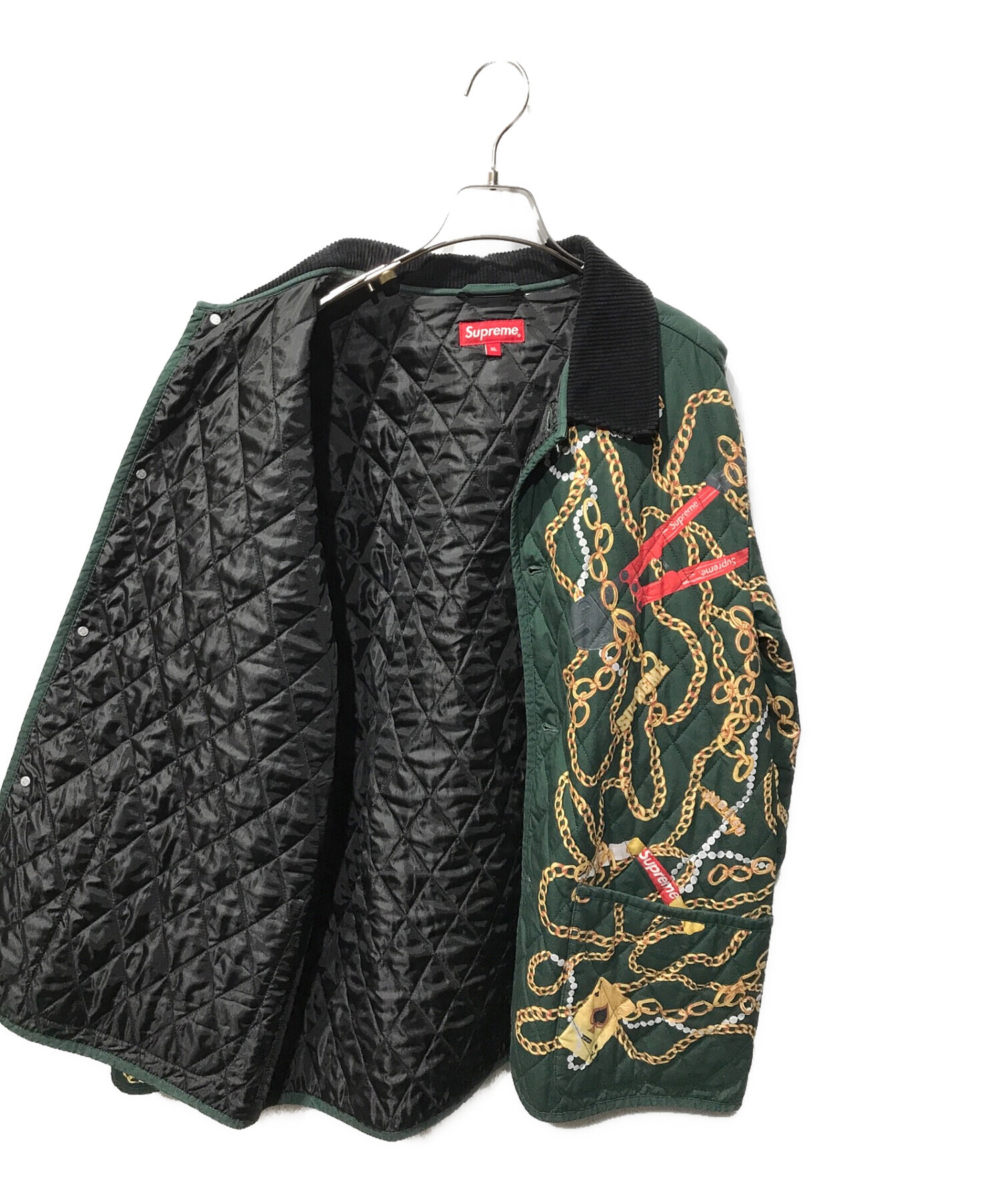SUPREME (シュプリーム) Chains Quilted Jacket グリーン サイズ:XL