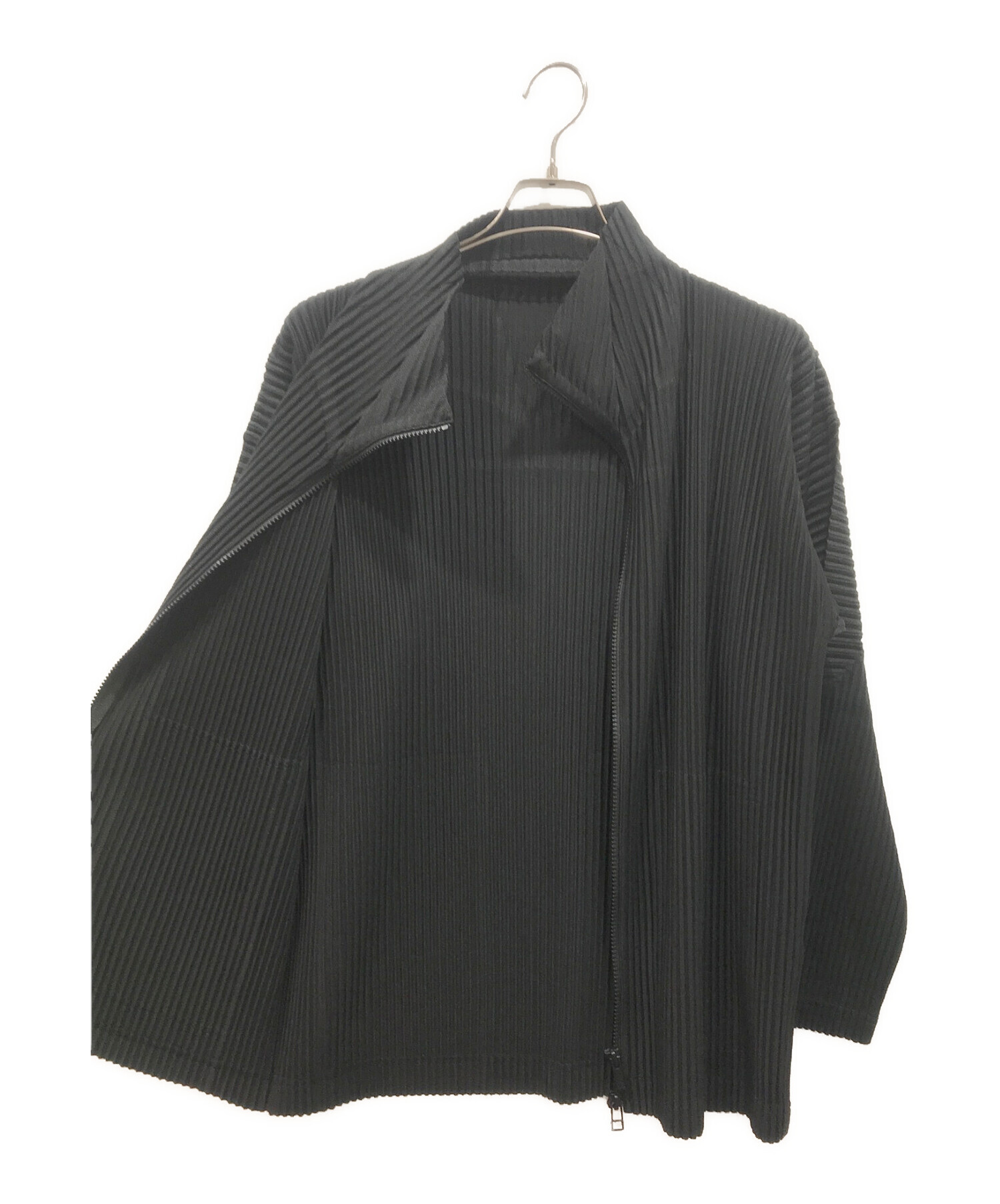 HOMME PLISSE ISSEY MIYAKE (オムプリッセ イッセイ ミヤケ) ジップアッププリーツジャケット ブラック サイズ:3