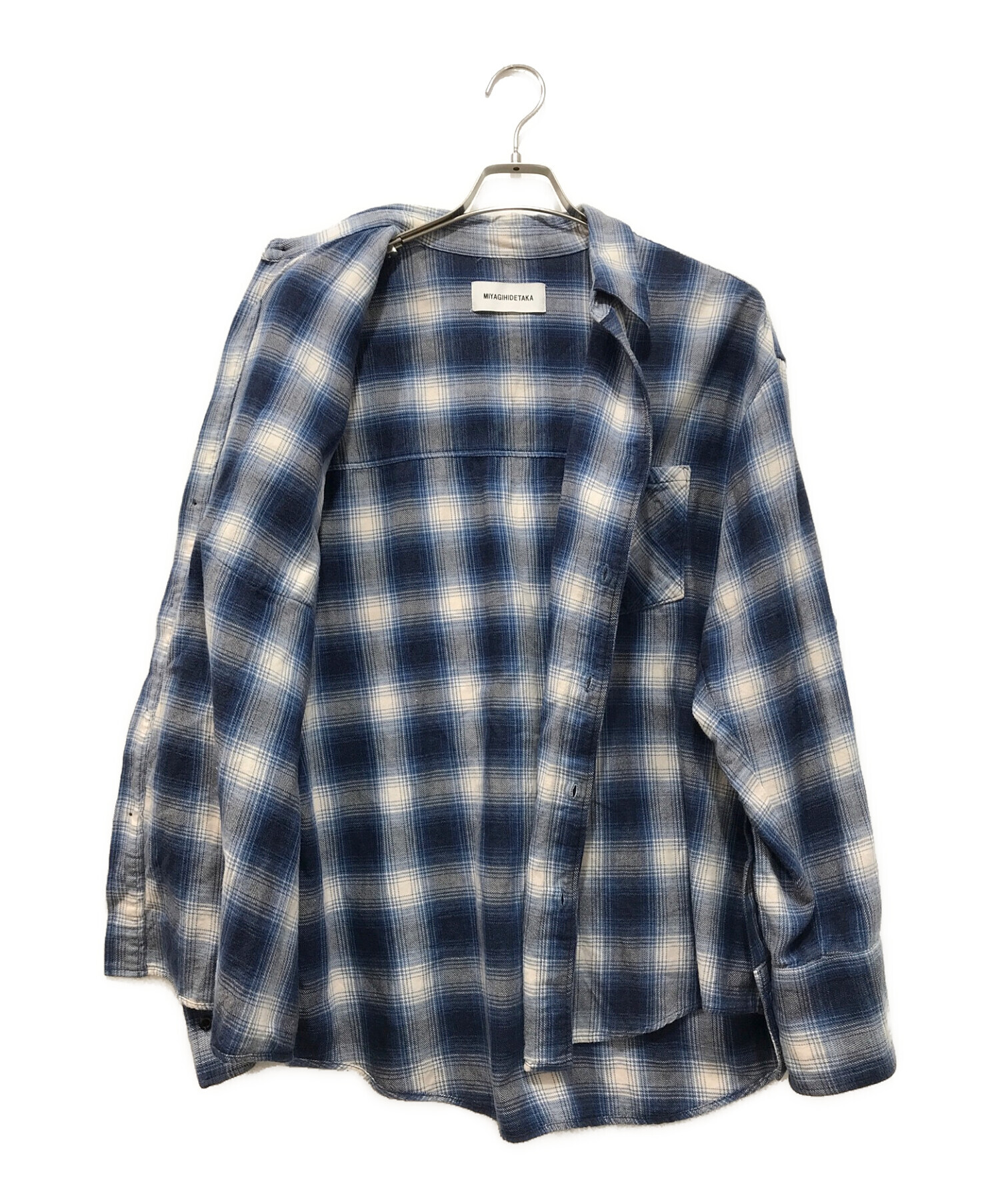 MIYAGIHIDETAKA (ミヤギヒデタカ) チェックネルシャツ ブルー×ホワイト サイズ:FREE