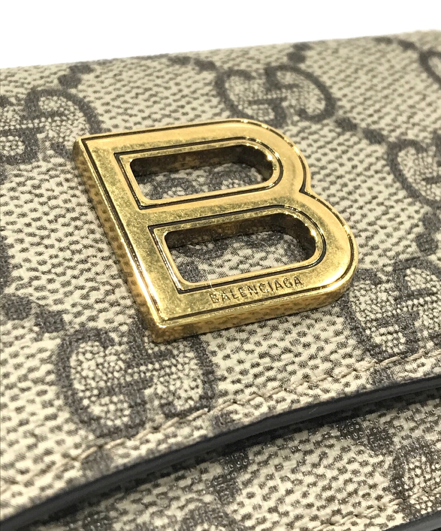 GUCCI (グッチ) BALENCIAGA (バレンシアガ) GGスプリームロゴウォレット ブラウン