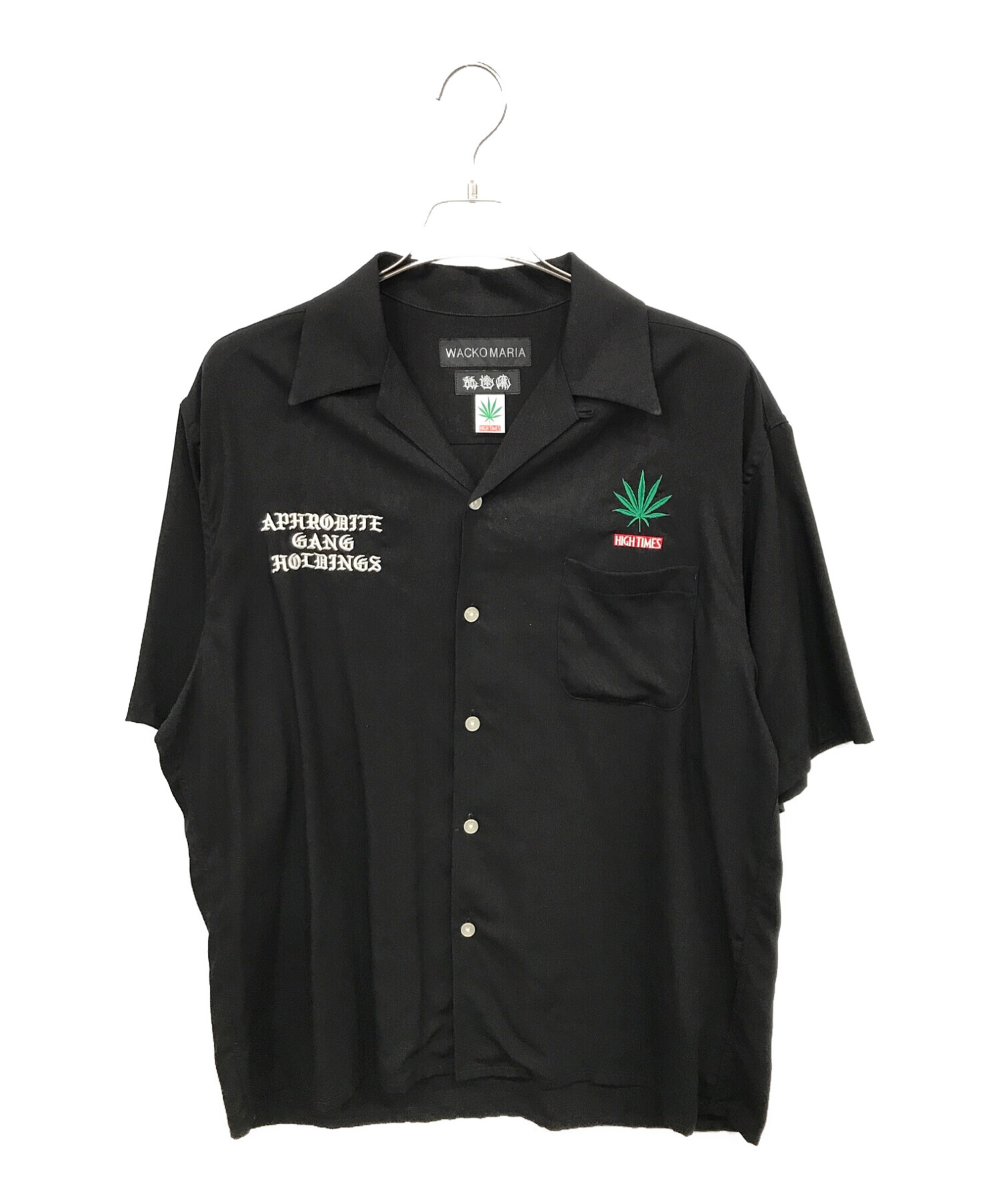 WACKO MARIA (ワコマリア) 舐達麻 (ナメダルマ) HIGH TIMES (ハイタイムズ) 50'S OPEN COLLAR SHIRT  ブラック サイズ:L