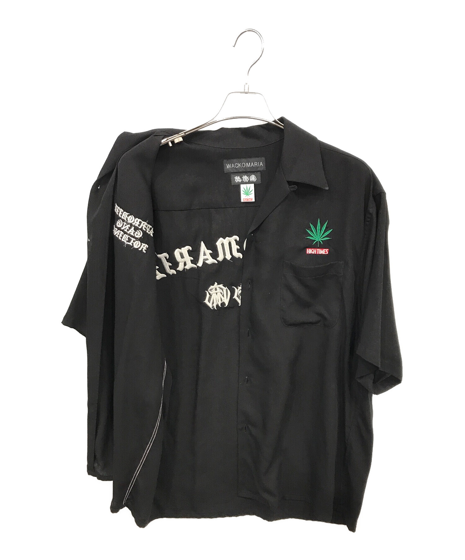 WACKO MARIA (ワコマリア) 舐達麻 (ナメダルマ) HIGH TIMES (ハイタイムズ) 50'S OPEN COLLAR SHIRT  ブラック サイズ:L