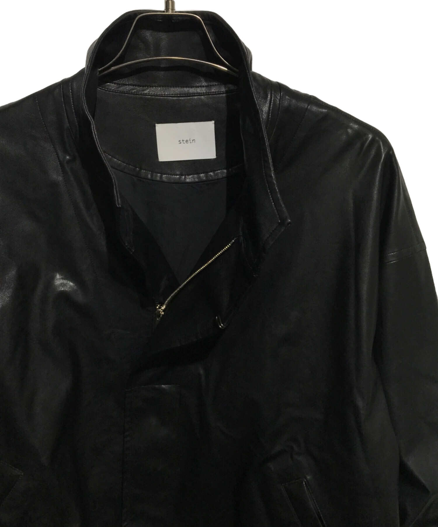 中古・古着通販】stein (シュタイン) OVER SLEEVE FAKE LEATHER JACKET ブラック サイズ:3｜ブランド・古着通販  トレファク公式【TREFAC FASHION】スマホサイト