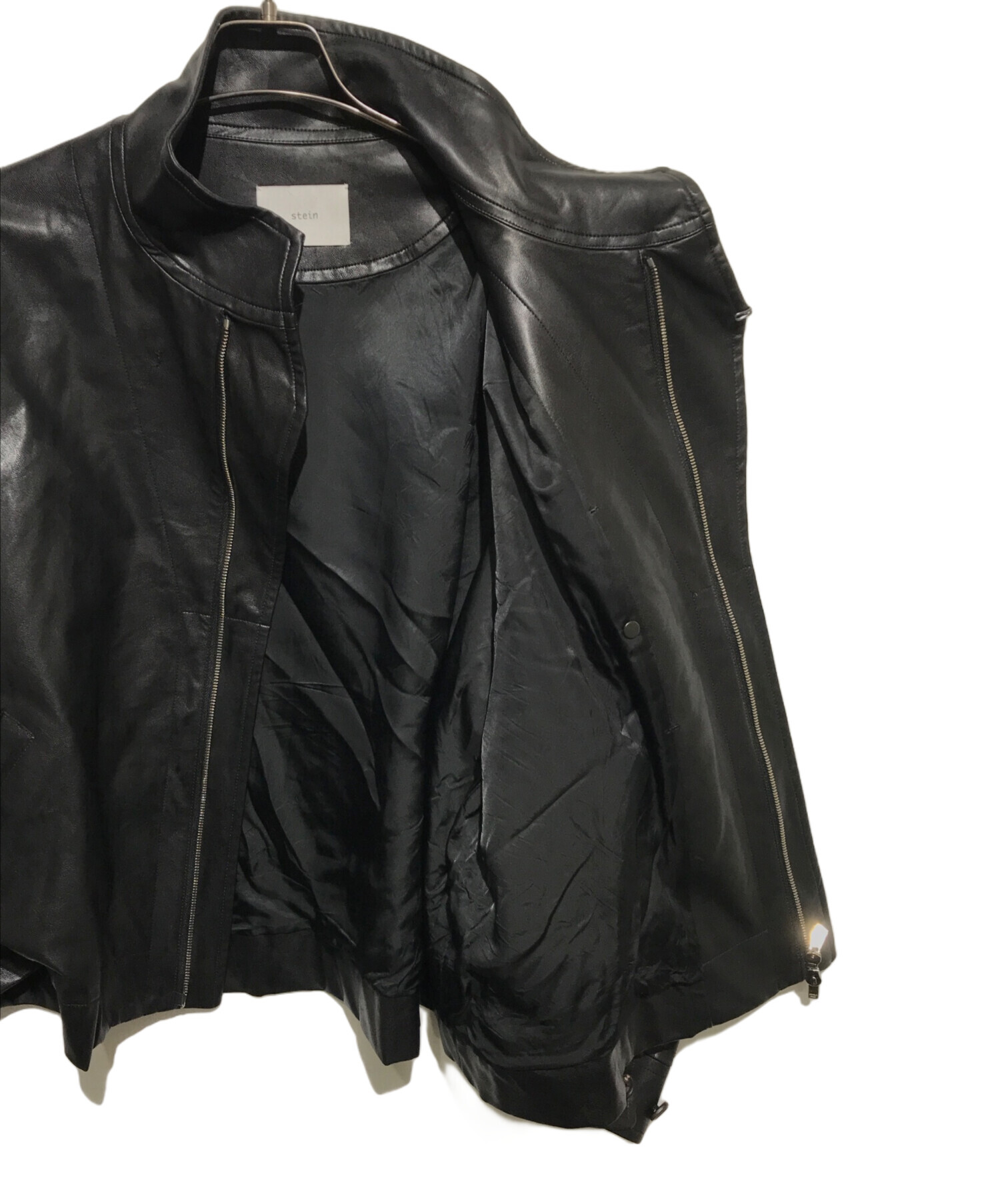 中古・古着通販】stein (シュタイン) OVER SLEEVE FAKE LEATHER JACKET ブラック サイズ:3｜ブランド・古着通販  トレファク公式【TREFAC FASHION】スマホサイト